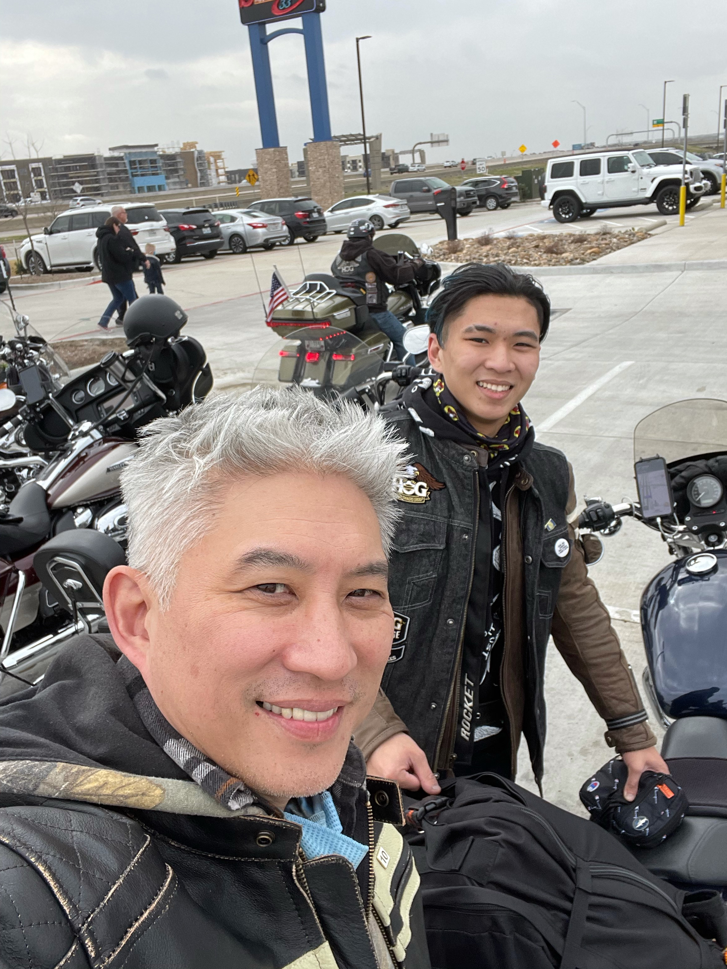 Photo by Jim Lin (selfie)
Caption: Jim Lin finishes his first Harley Owners Group chapter ride with his son, who joined the group first and taught his dad to ride a motorcycle.