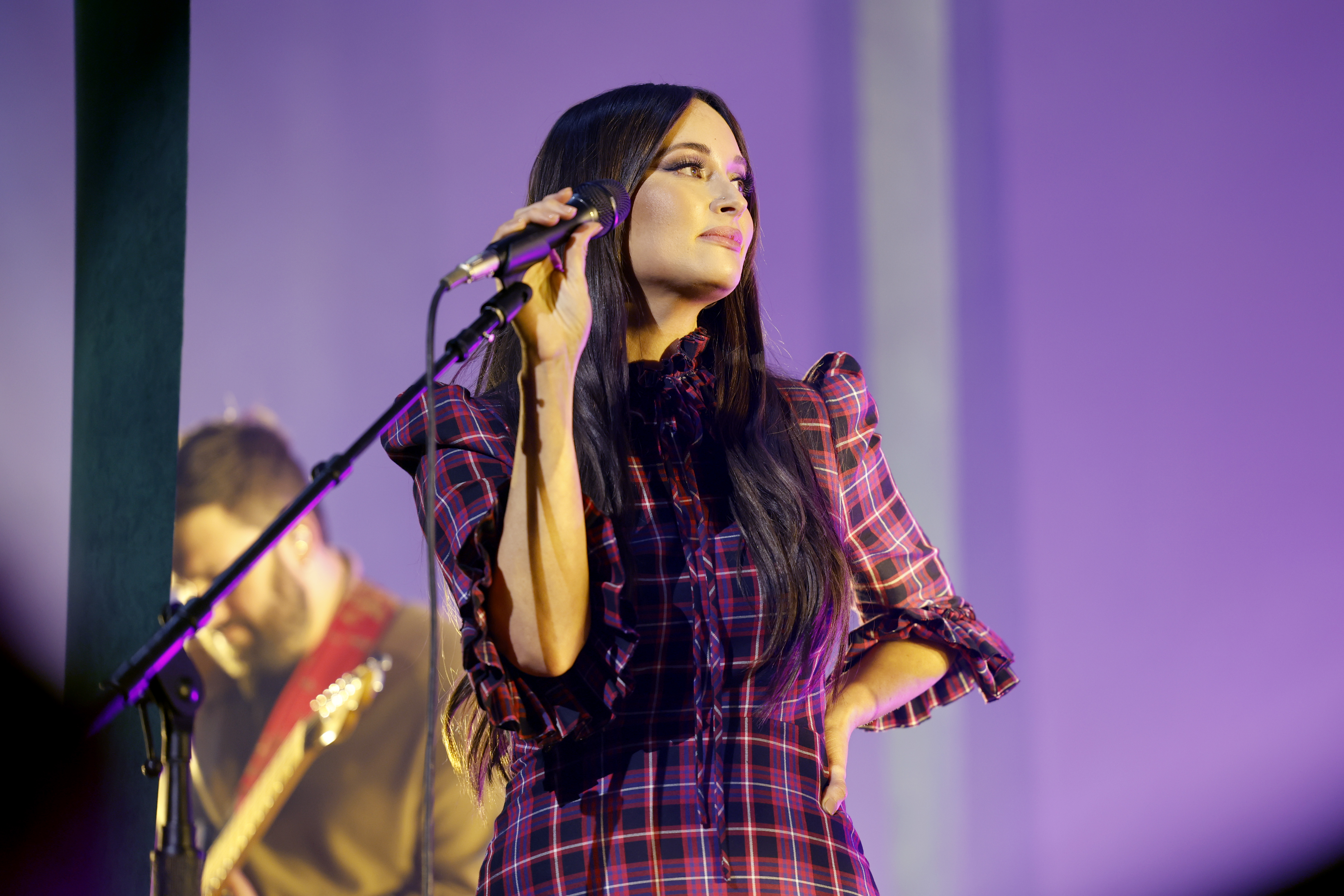 kacey musgraves purple dress   in Aspen   makeup @moanilee  hair @giovannidelgado   wardrobe @maddielouviere  photos @yasi + @rorykramer