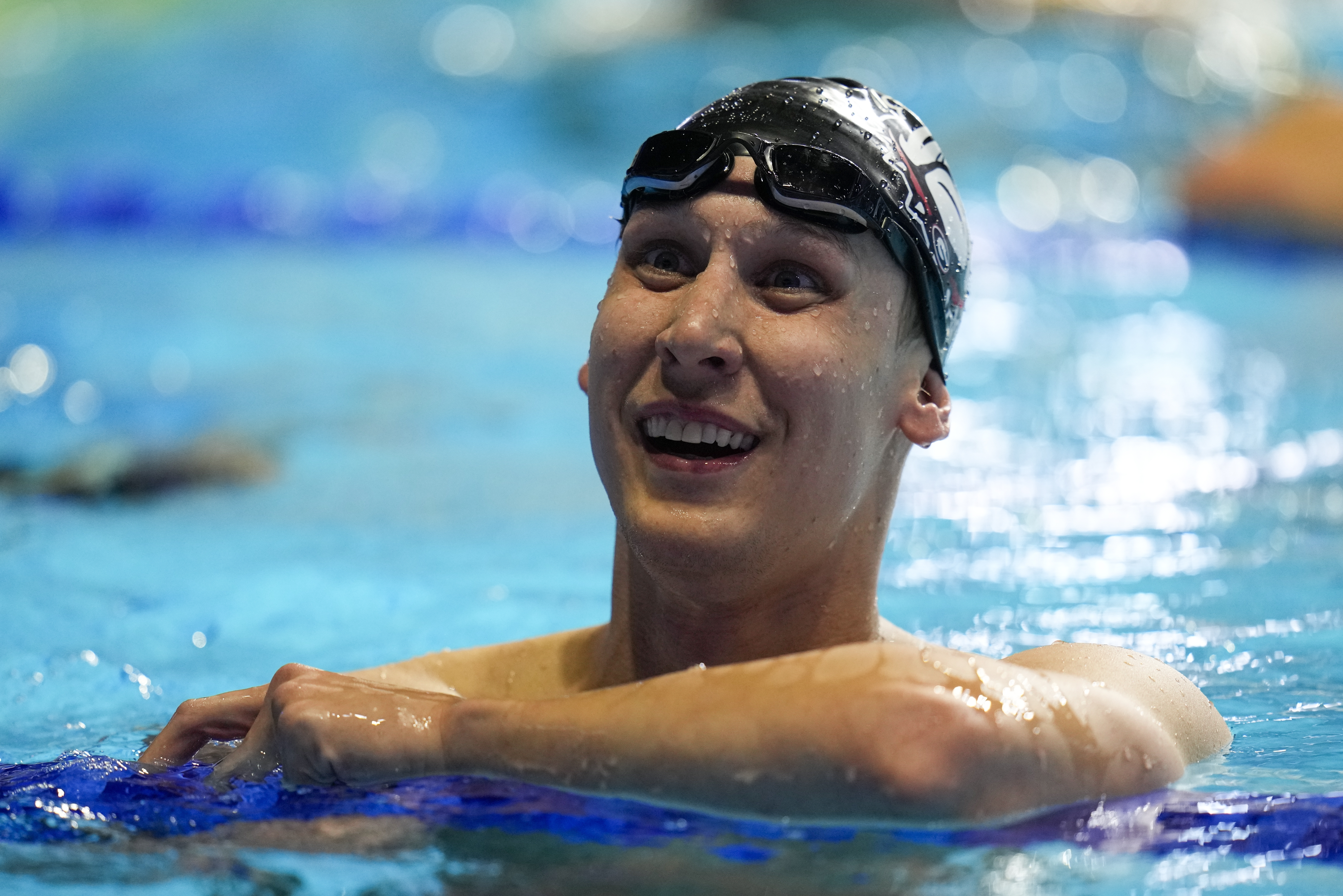 Chase Kalisz reacts after winning the Men's 400 Individual Medley Sunday.