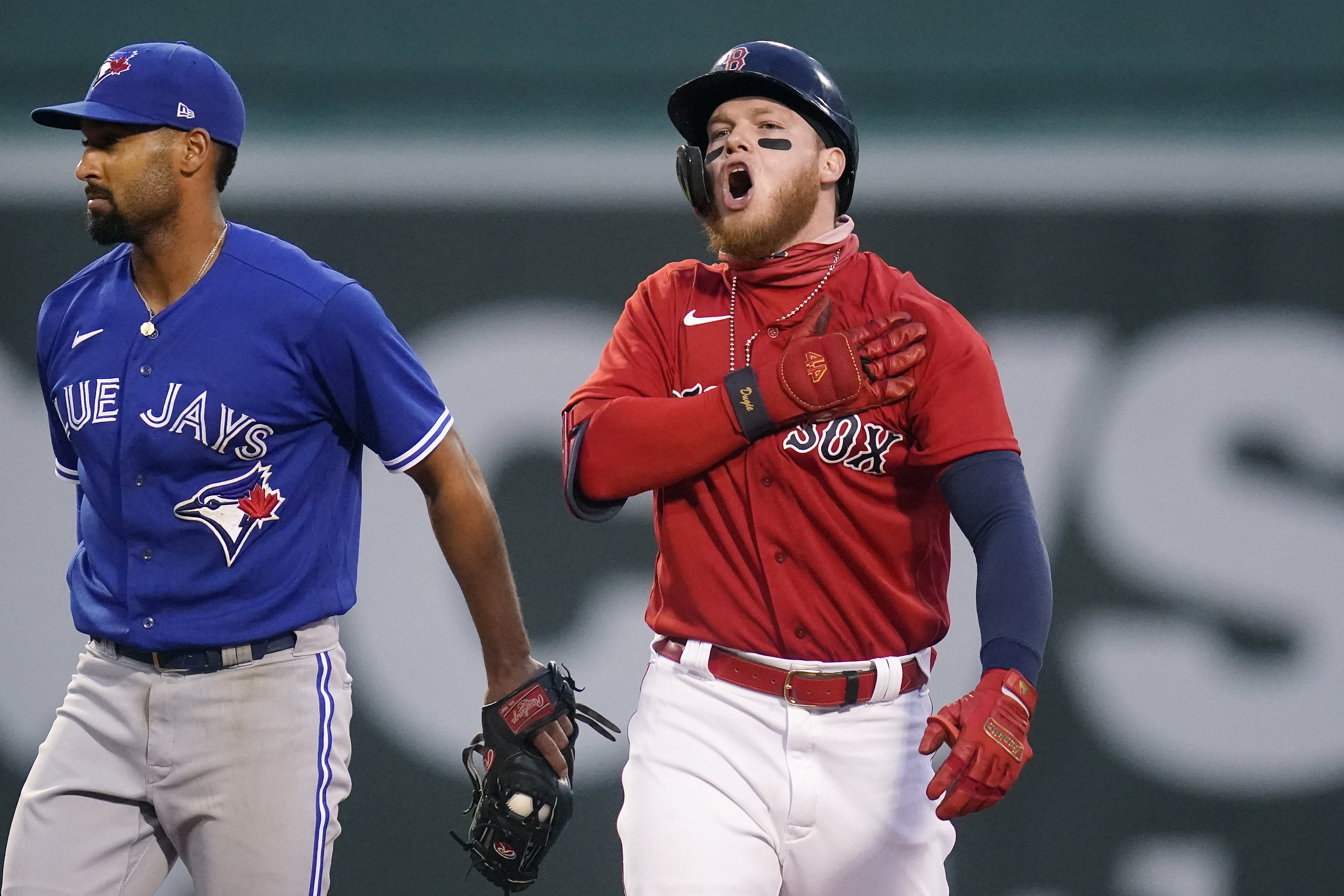 Alex Verdugo is not a fan of Alek Manoah's antics on the mound