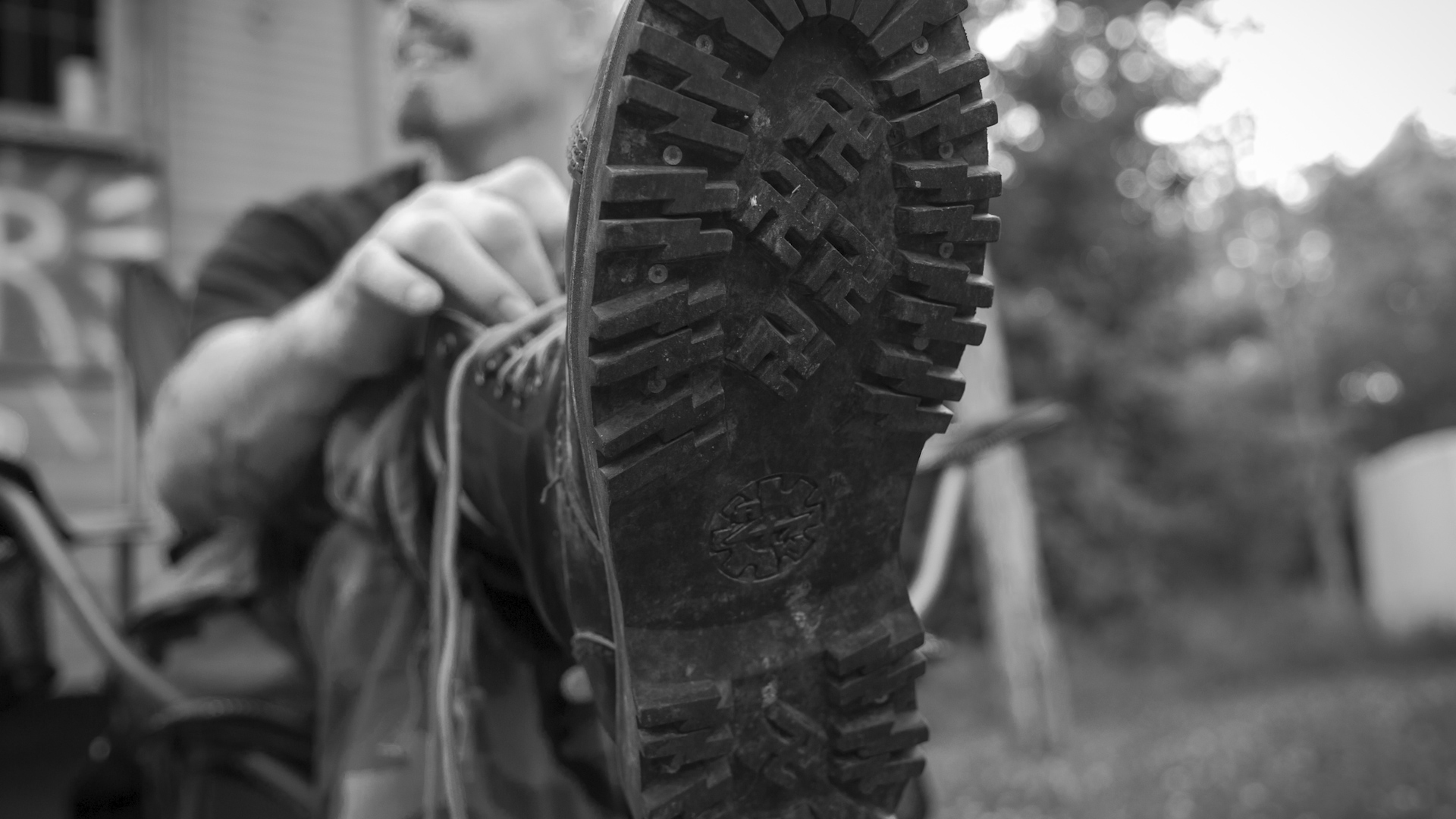 Swastika boot soles worn by a neo-Nazi, in "Healing From Hate."
