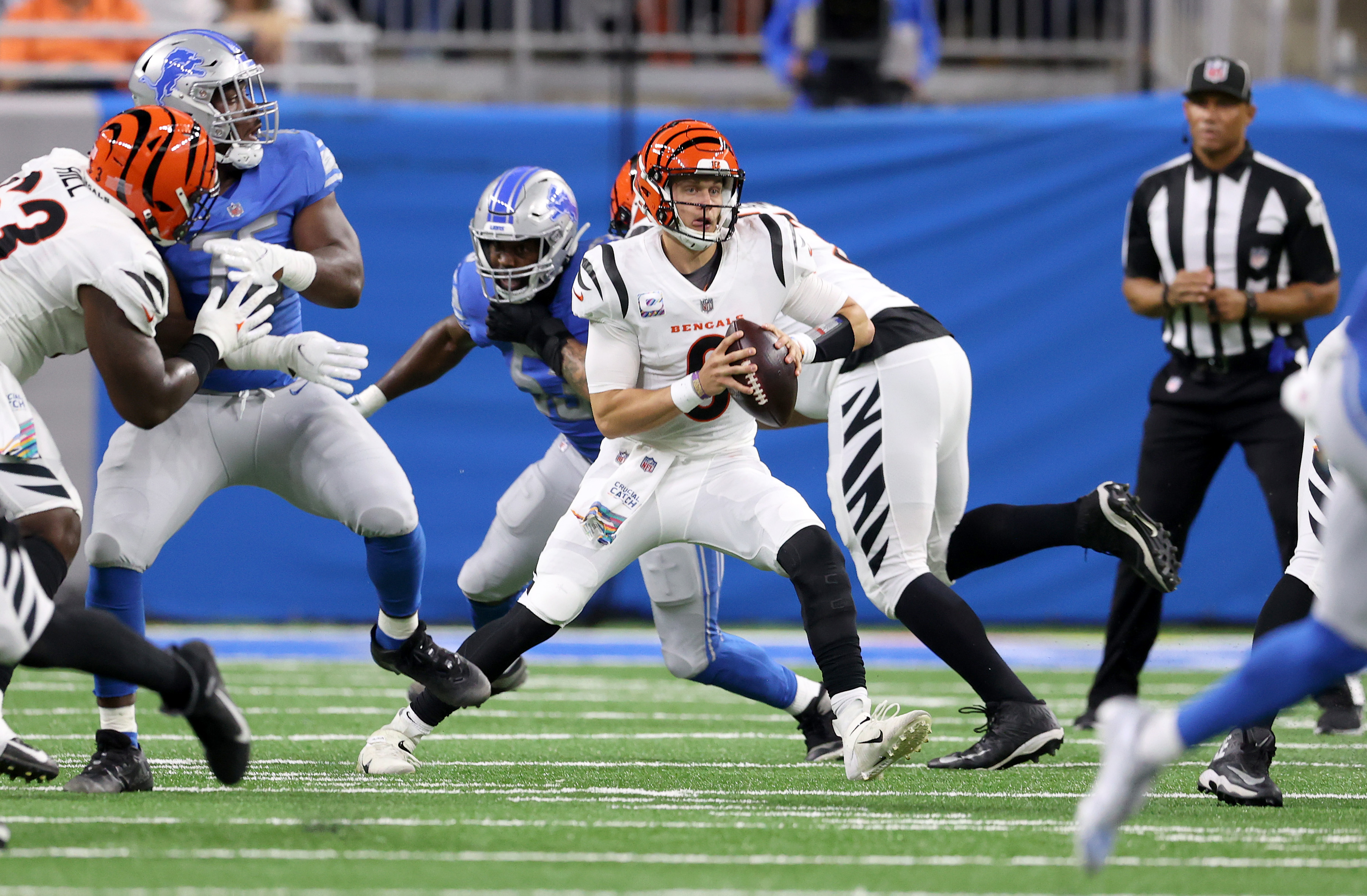 Second-year quarterback Joe Burrow steered the Bengals past the Lions.