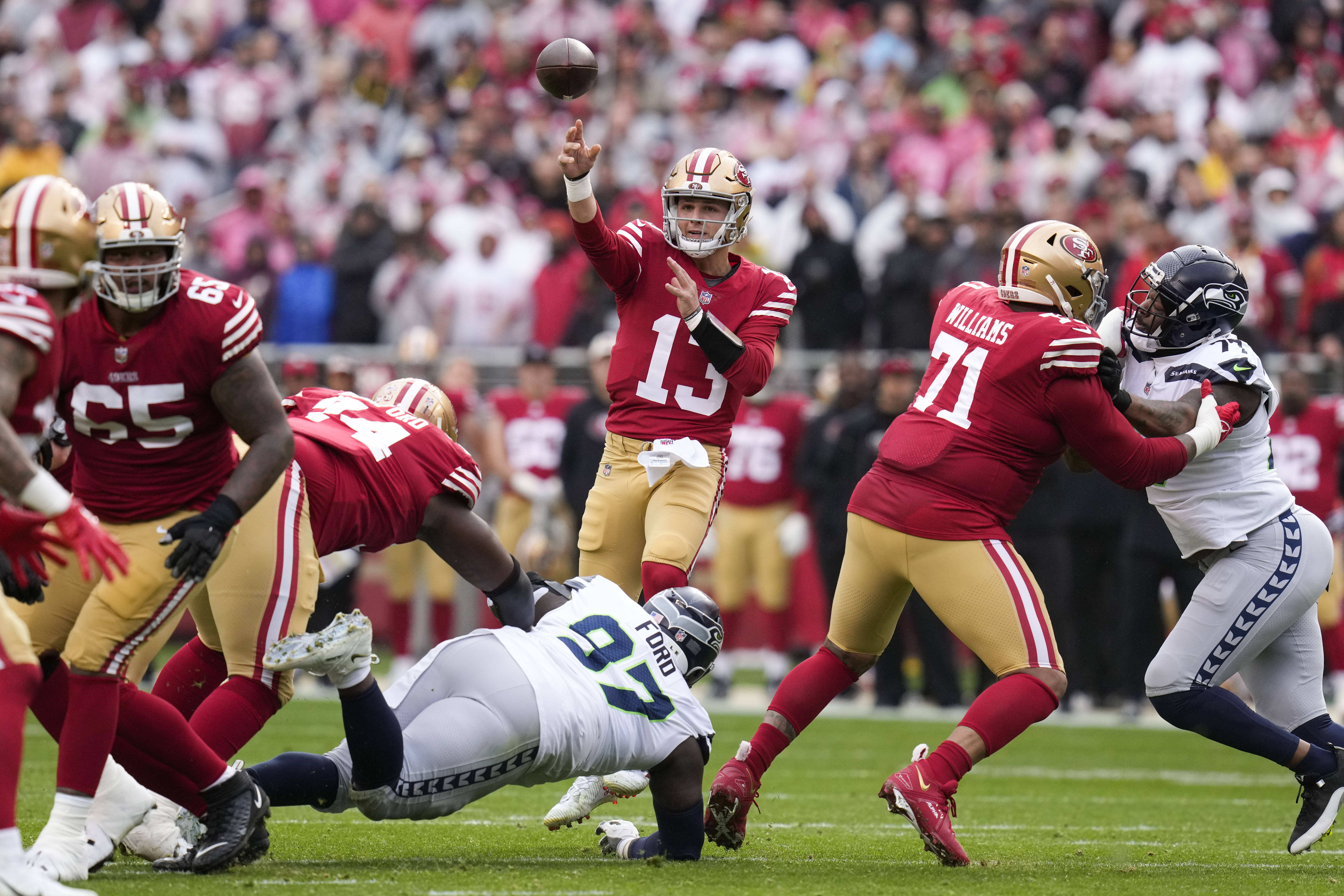 Brock Purdy Era in San Francisco off to 2-0 start after the 49ers beat the  Seahawks to clinch division - The Boston Globe