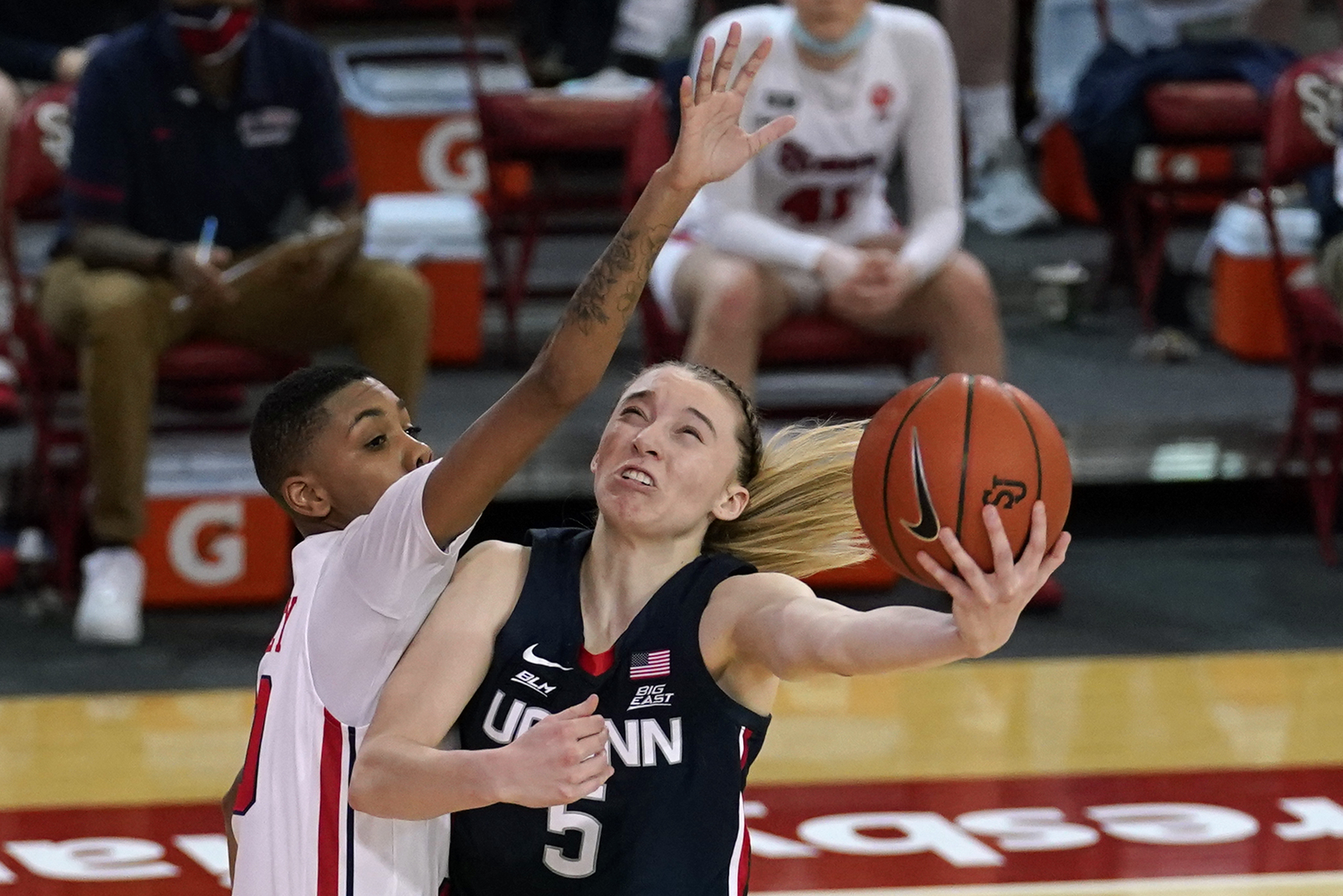 Connecticut's Paige Bueckers led the Huskies in points (20.0), assists (5.8) and steals (2.3) per game in 2020-21.