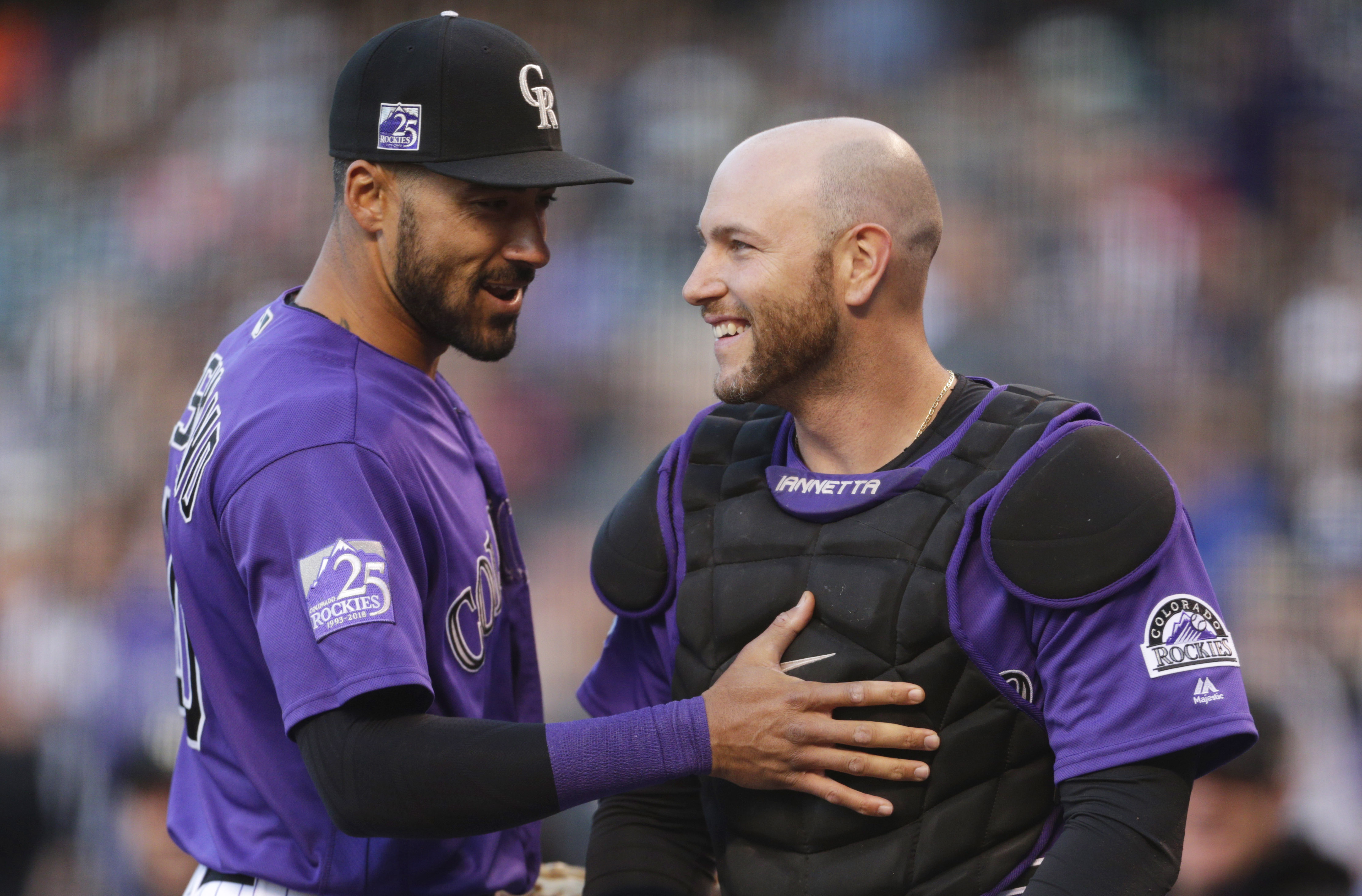Rockies' Chris Iannetta breaks bat over his leg after striking out in the  7th inning of Game 2 – The Denver Post