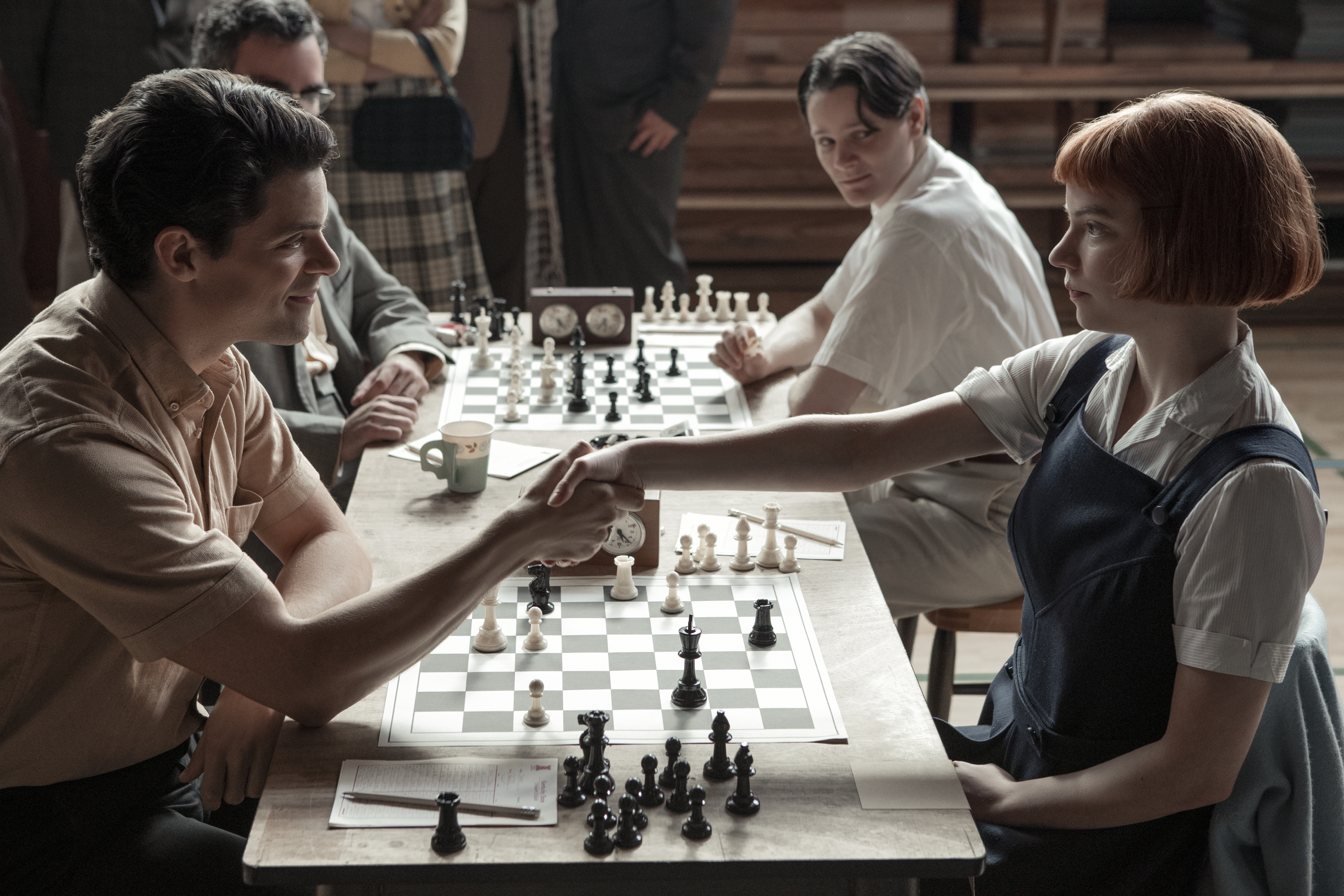 Jacob Fortune-Lloyd (left) and Anya Taylor-Joy in "The Queen's Gambit."