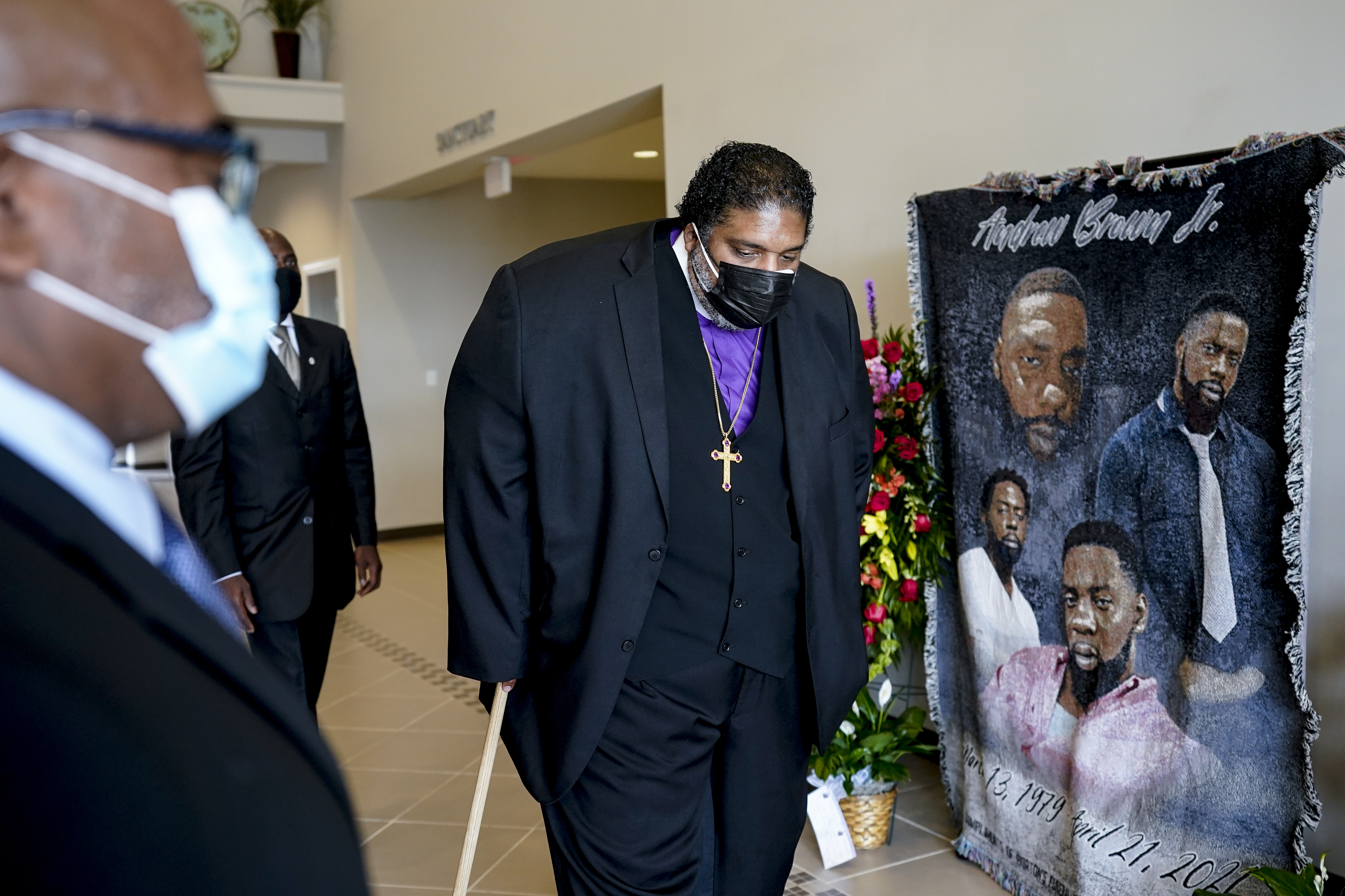 Rev. William Barber II arrived for the funeral for Andrew Brown Jr.
