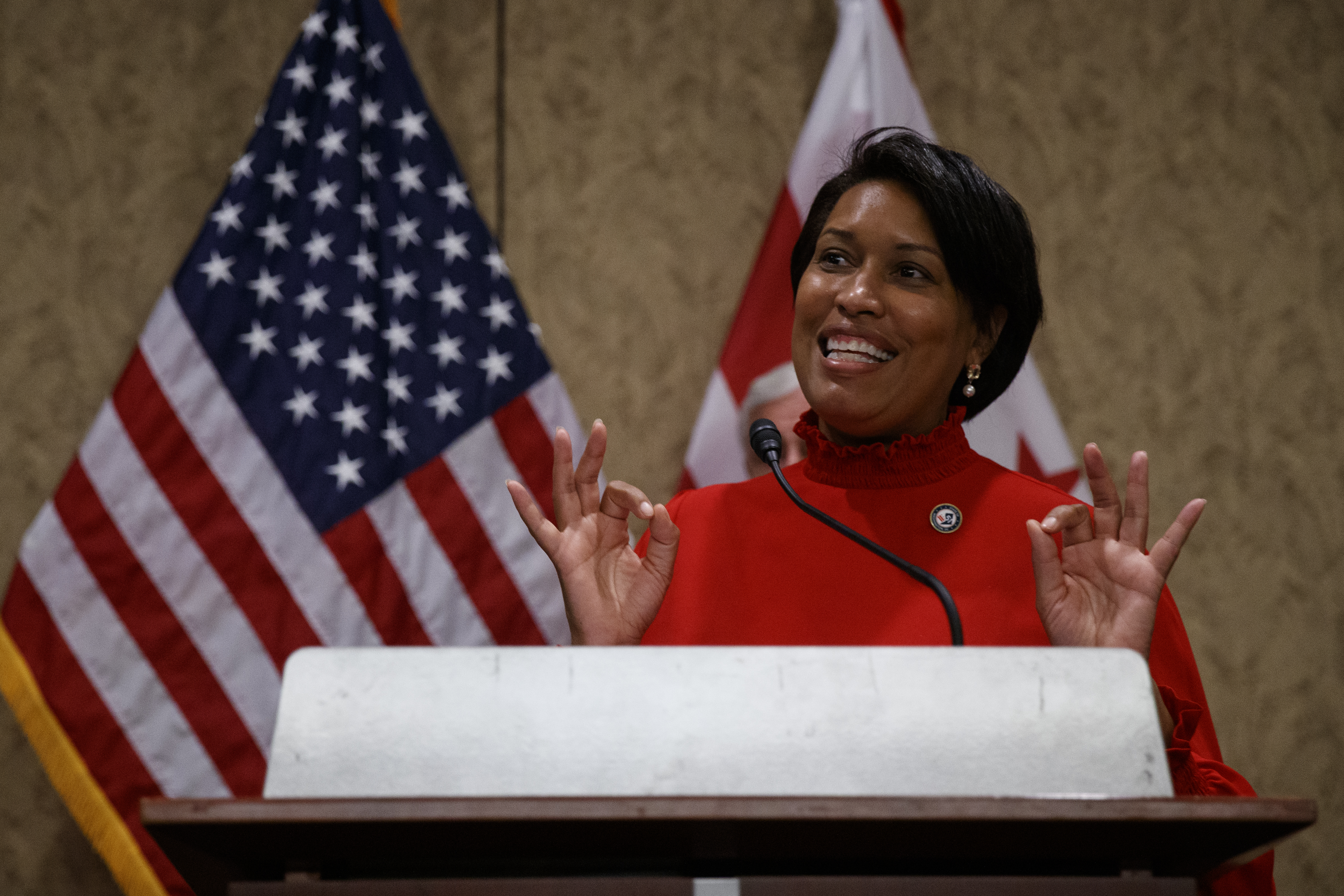 Mayor Muriel Bowser spoke in support of statehood for the District during a news conference on Capitol Hill on June 25.