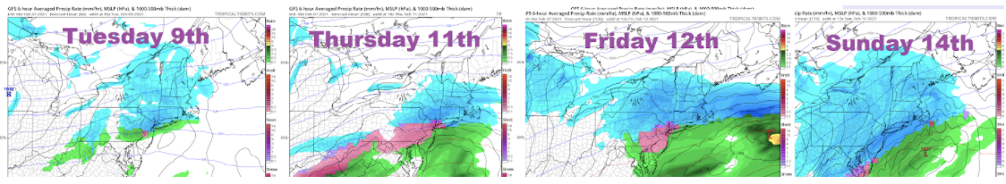 A parade of storms, some small, some larger will be part of the forecast this week.