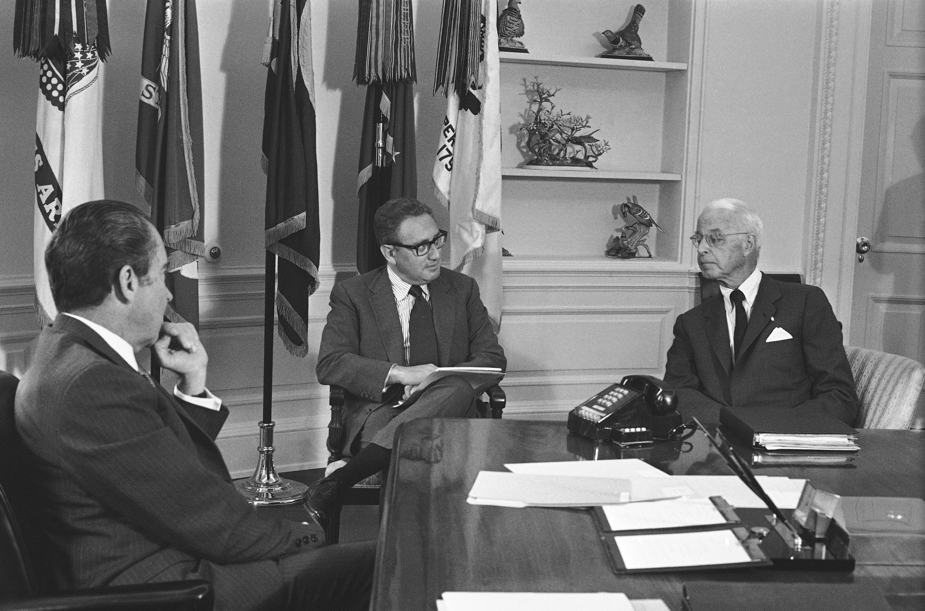 President Richaed Nixon met with Ellsworth Bunker, the US ambassador to South Vietnam, and Henry Kissinger in June 1971.