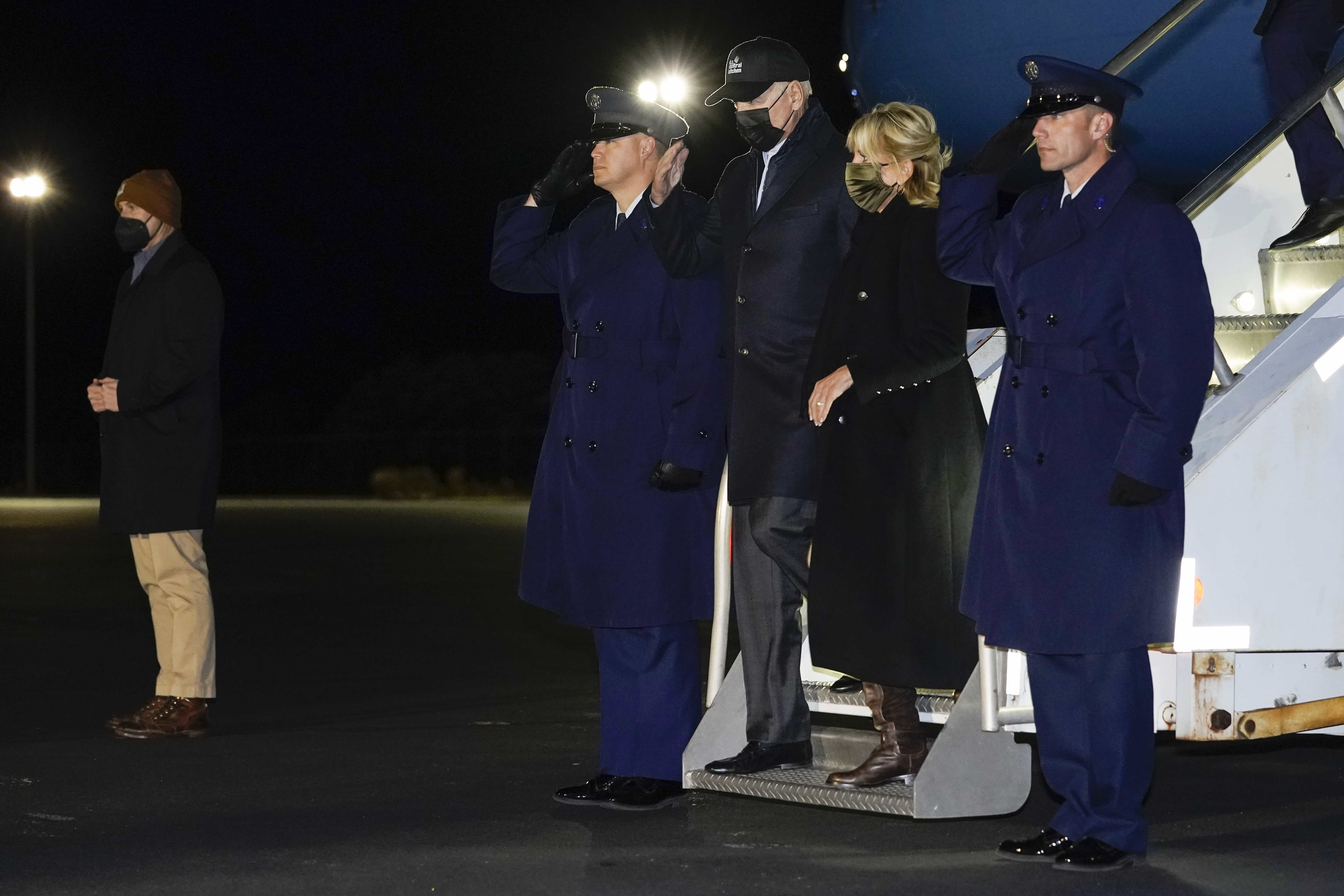 President Biden and first lady Jill Biden arrived on Air Force One at Nantucket Memorial Airport, in Nantucket on Nov. 23, 2021.