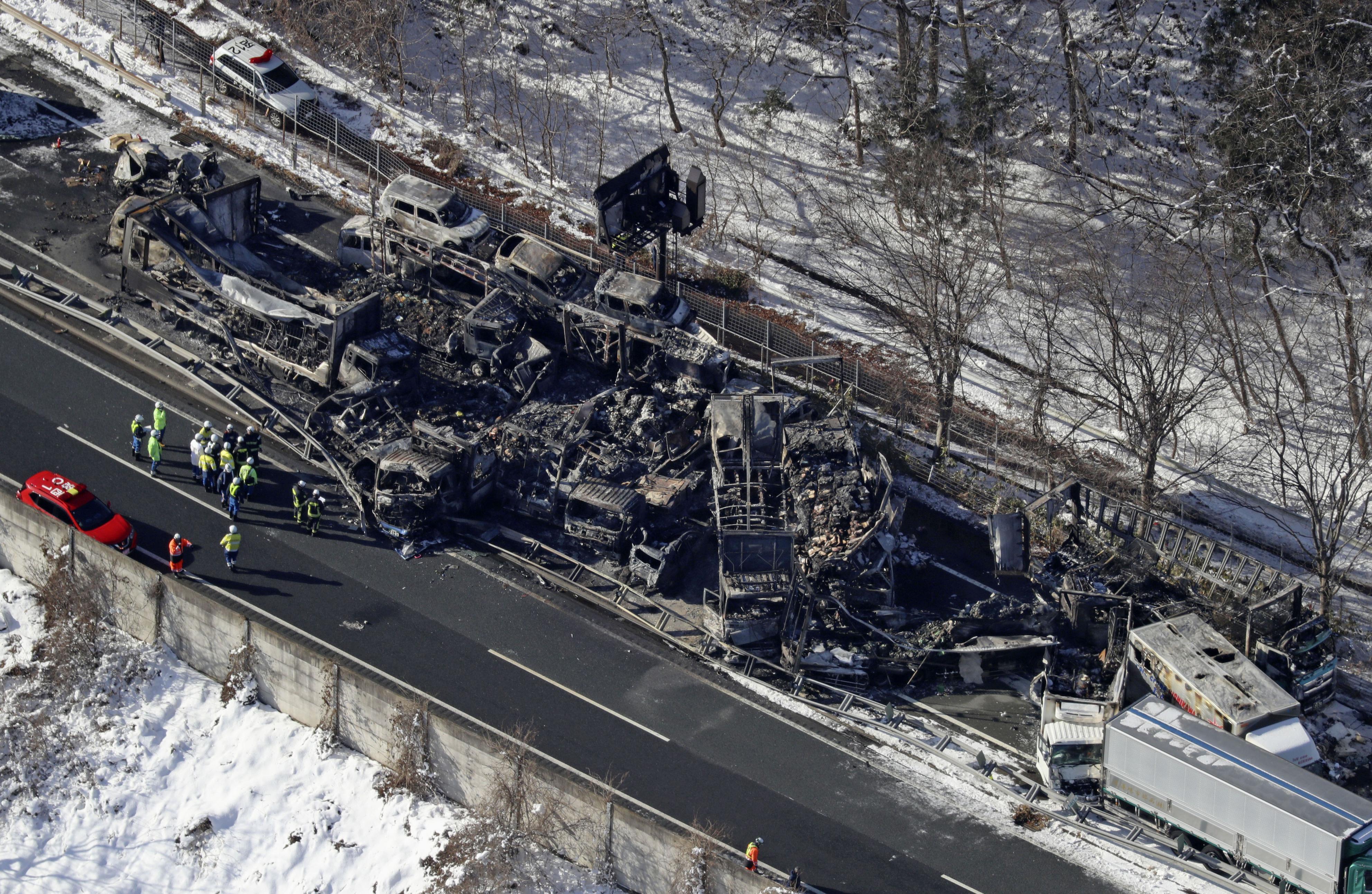 Massive highway crash in Japan kills 2, injures 26 as holiday