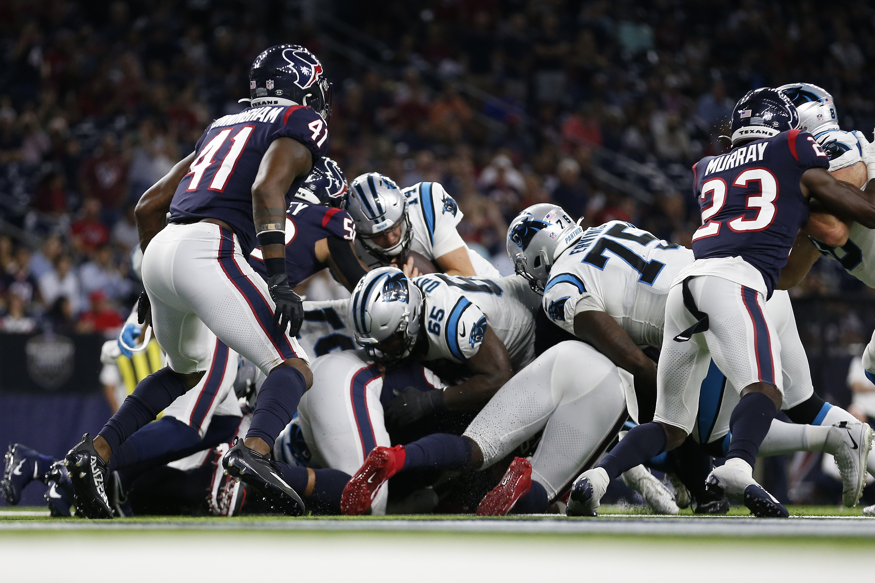 Darnold, defense lead Panthers past Texans; McCaffrey hurt