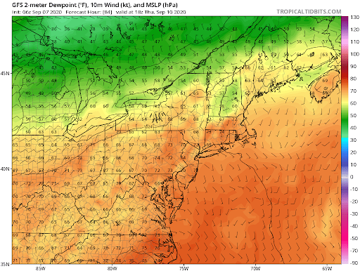 Dew points will be back in the oppressive range Thursday afternoon.