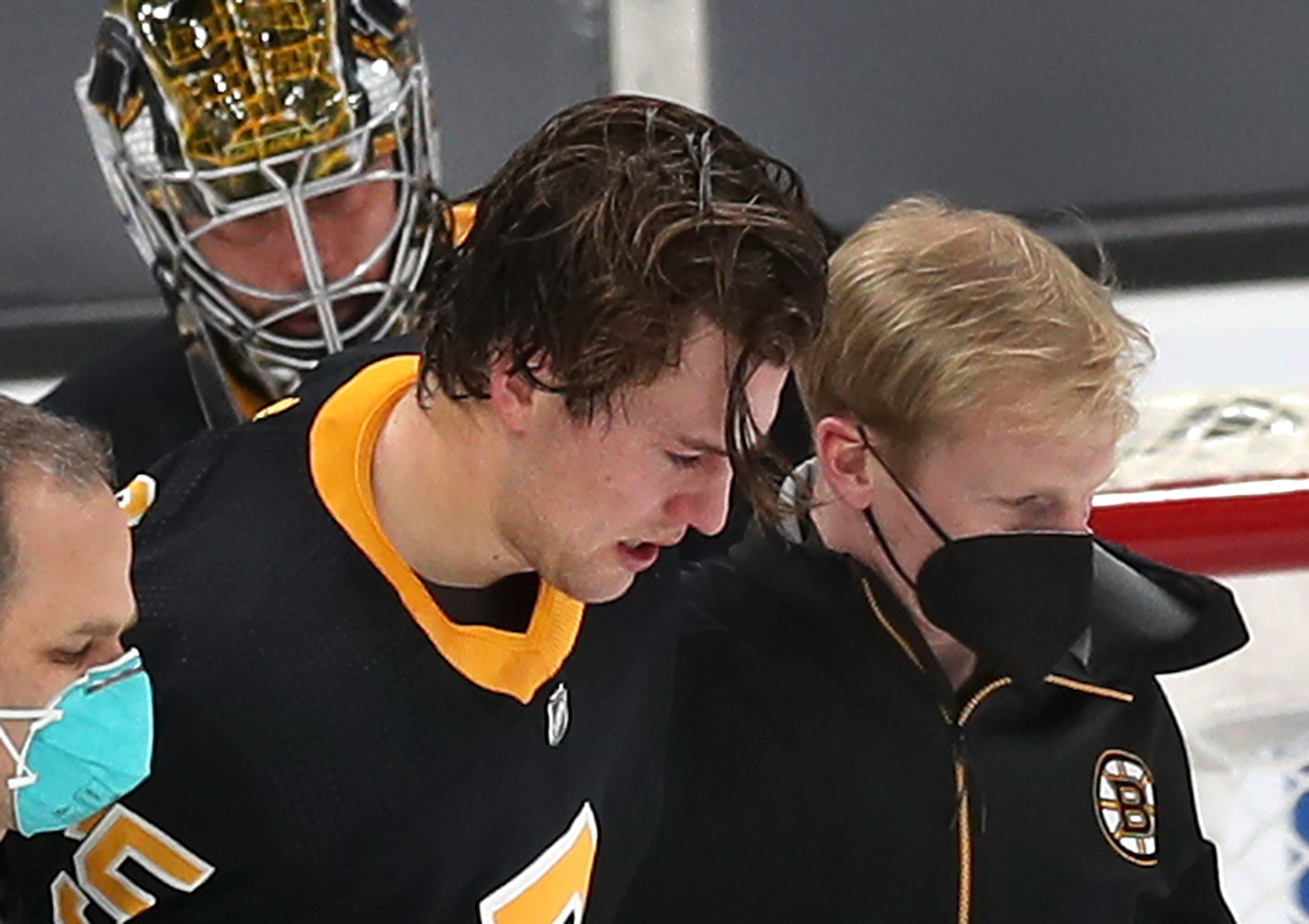 Brandon Carlo Recovering But Will Remain Sidelined For A While Following Head Shot The Boston Globe