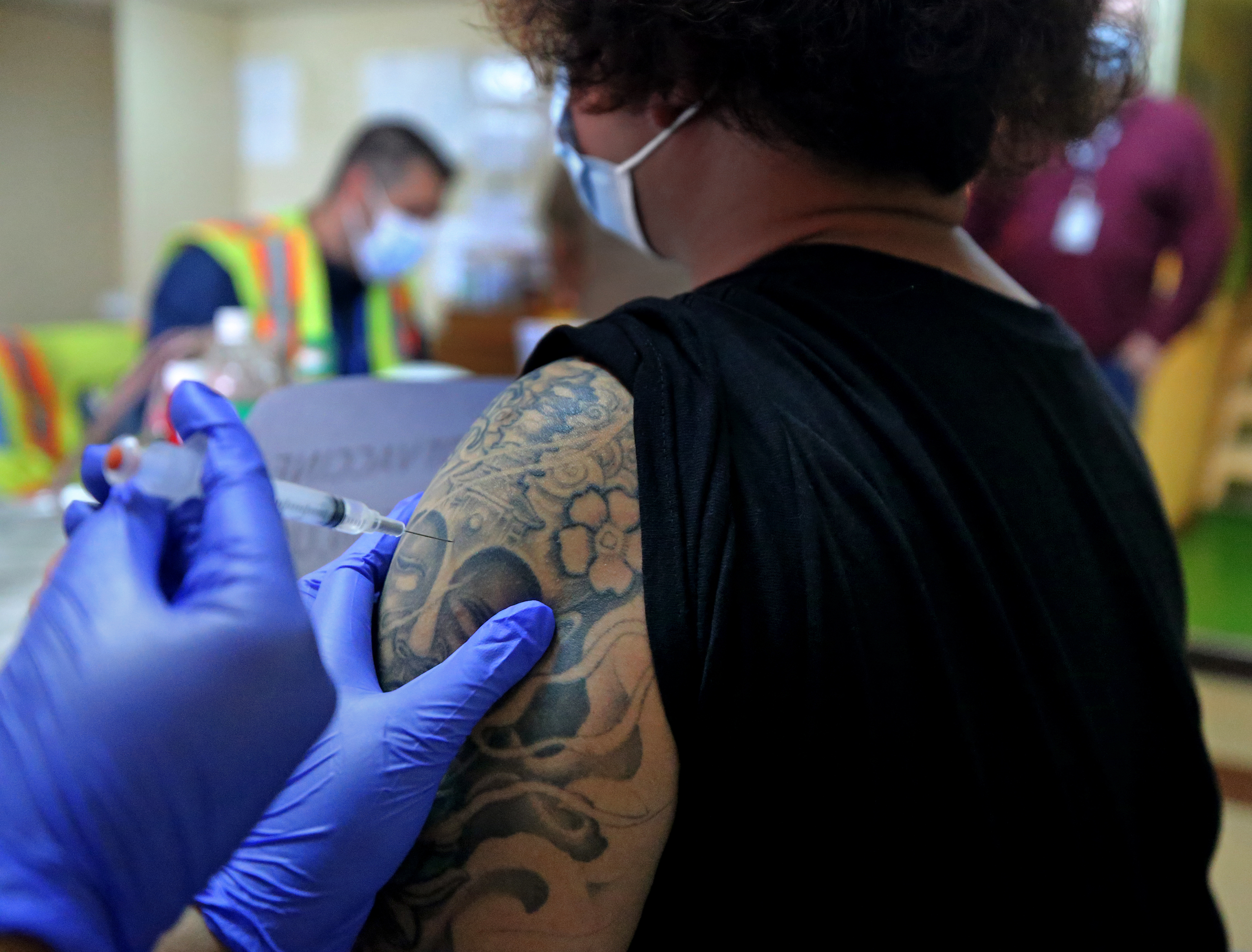 Blue Alexandra crew member Alvin Poquita got his COVID-19 vaccination.