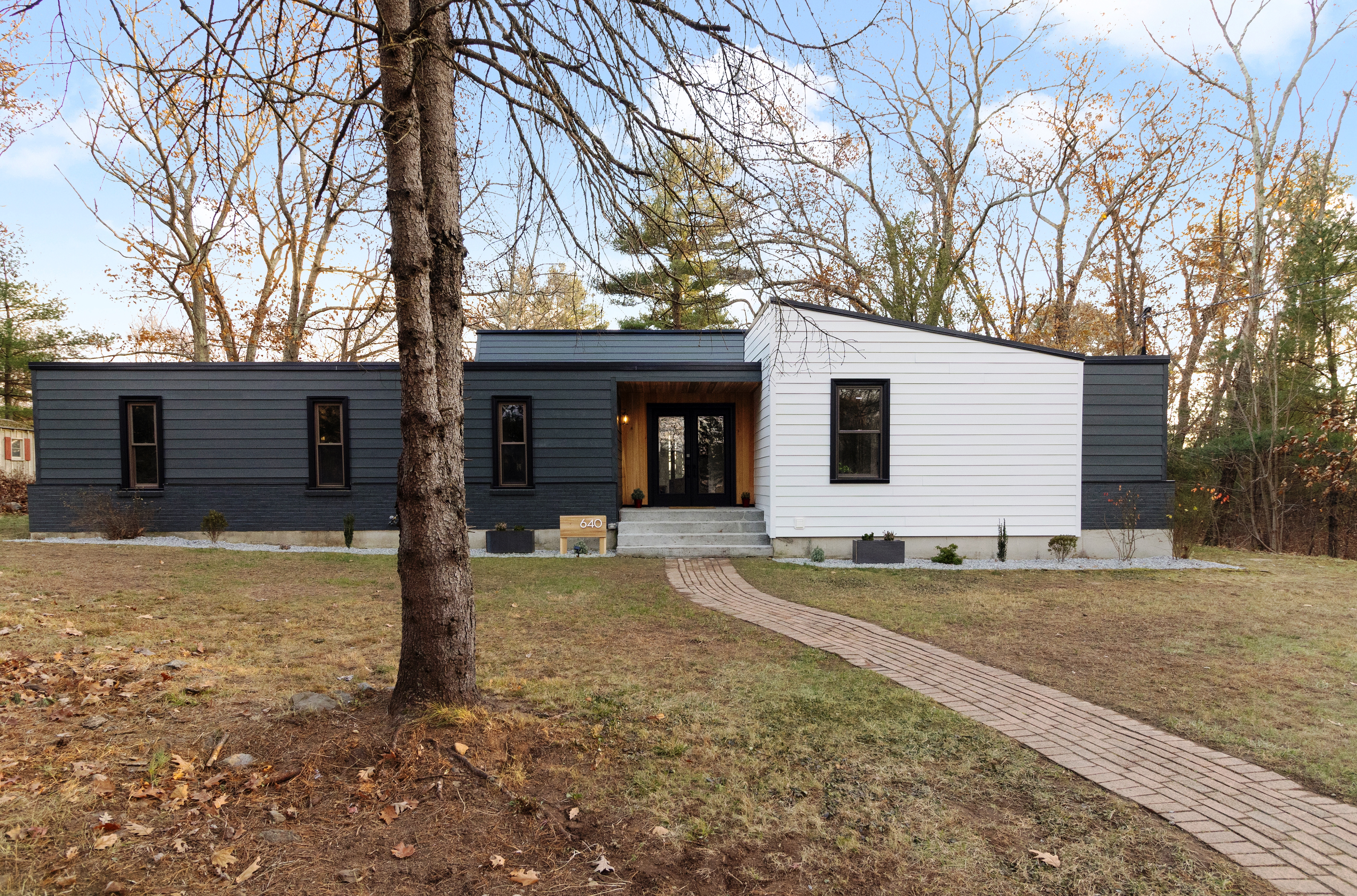 The former ranch-style home was completely renovated, inside and out, starting in 2017.