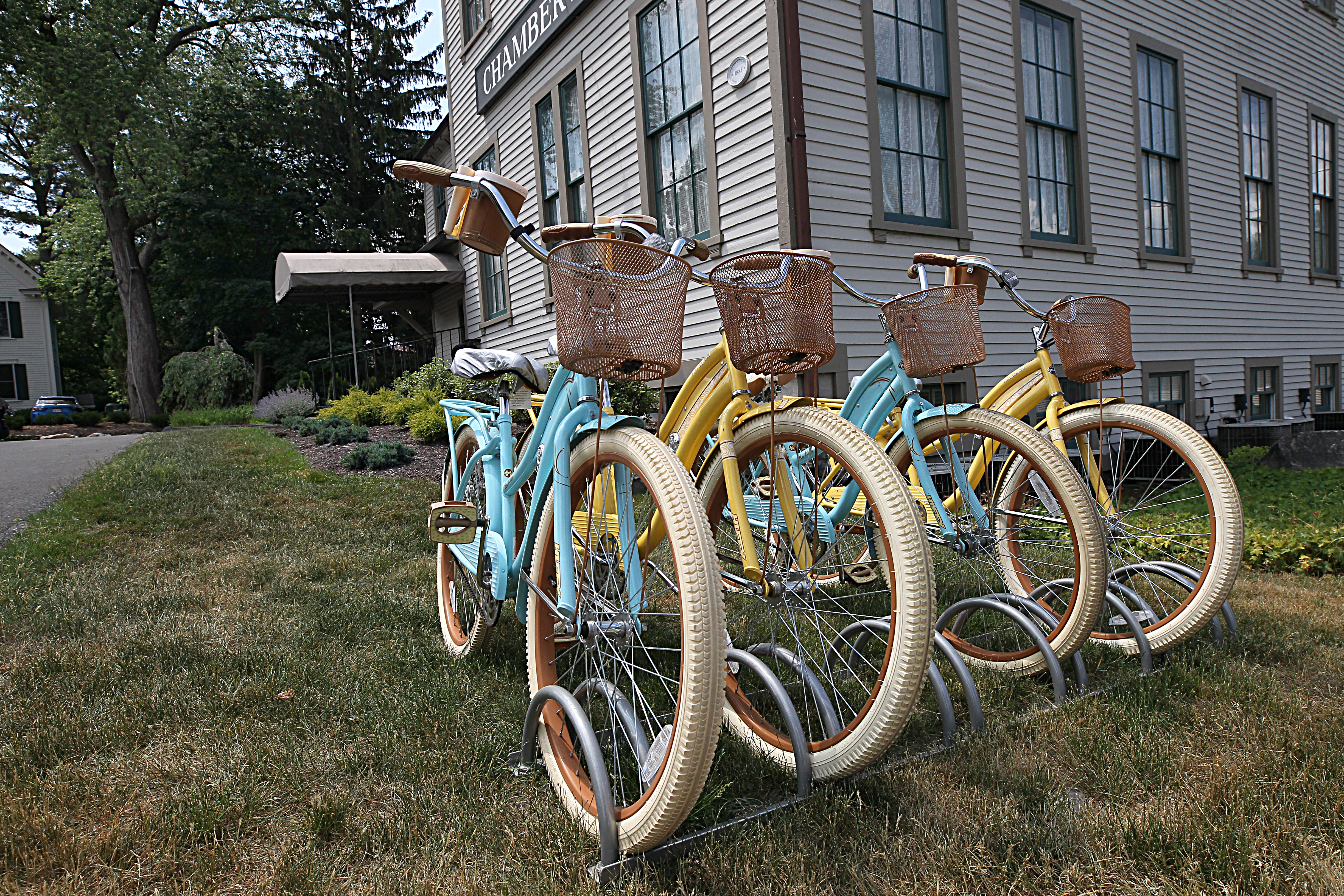 Bikes await guests at the recently reopened Chambery Inn in Lee.