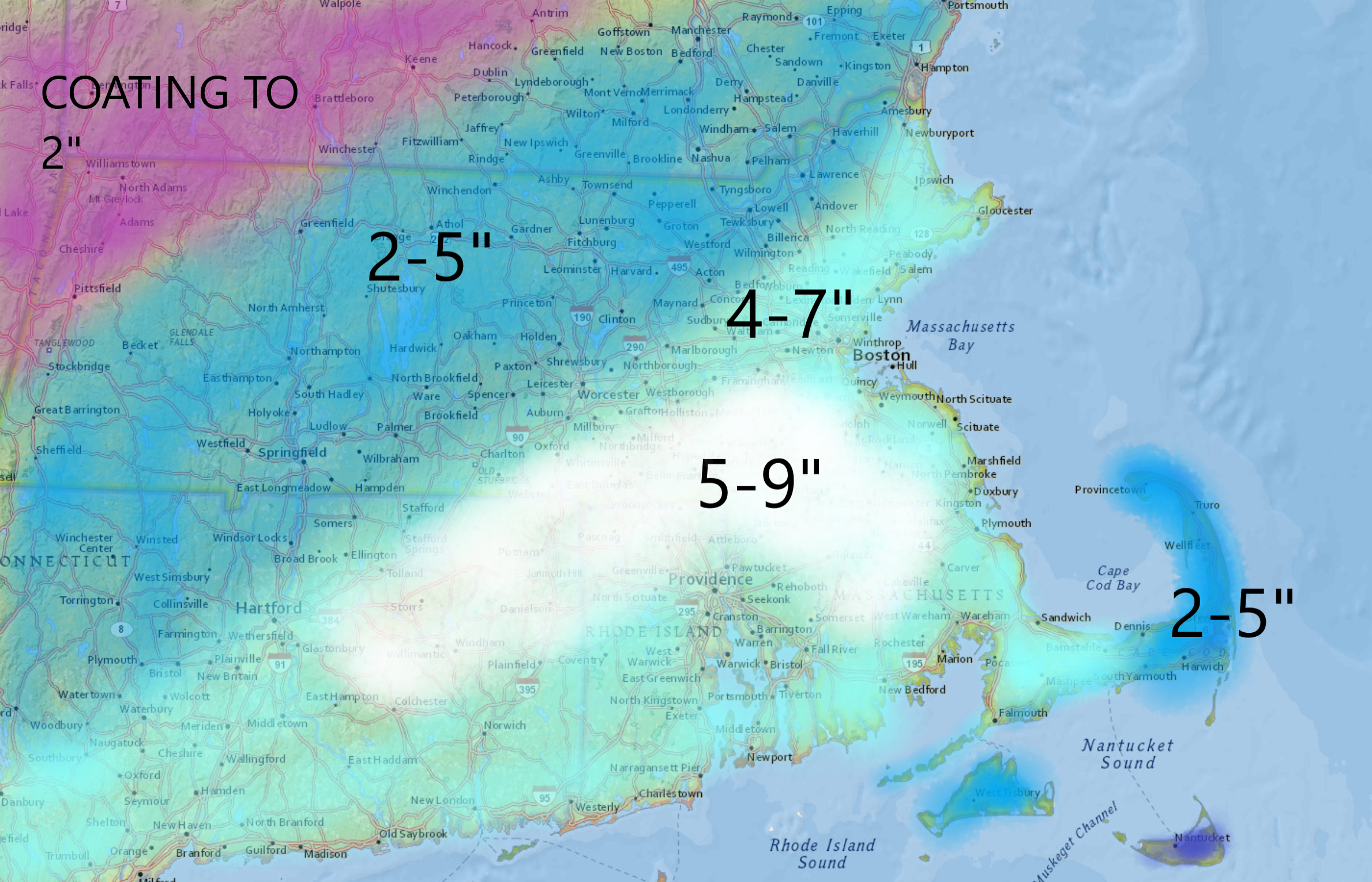 A heavy snow band is stuck in the Eastern part of the state for a while.
