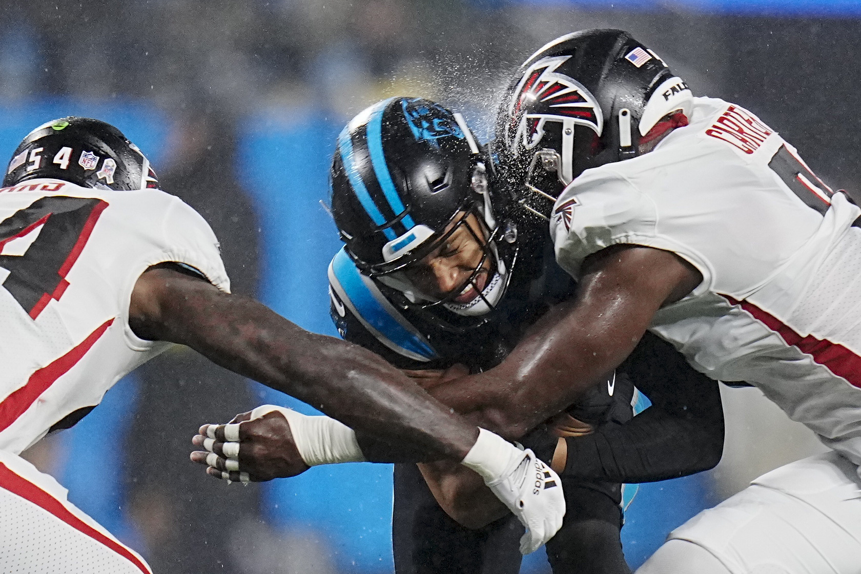 Panthers run Falcons into the ground on a rainy Thursday night game - The  Boston Globe