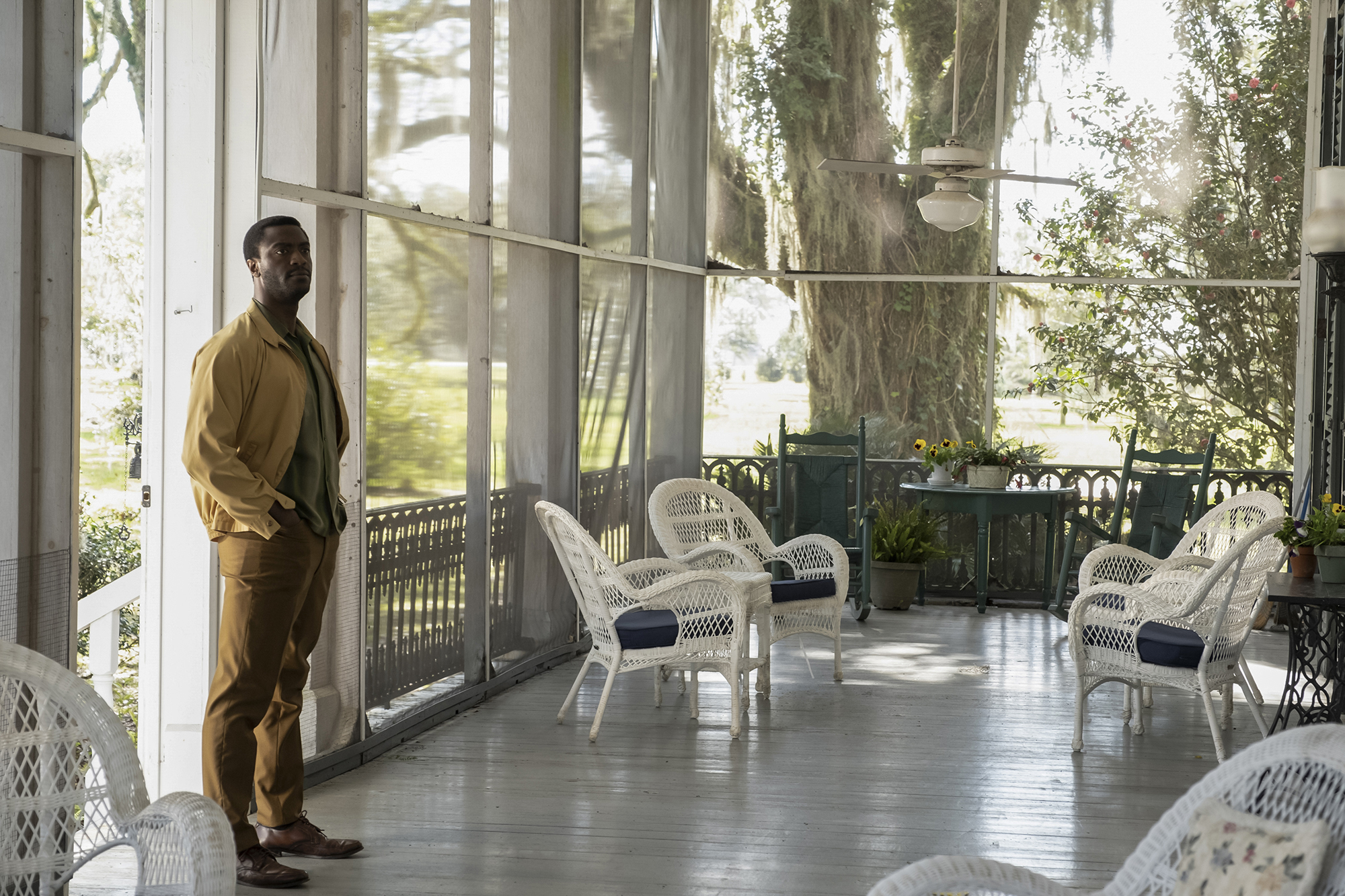 Aldis Hodge as Jim Brown in "One Night in Miami."