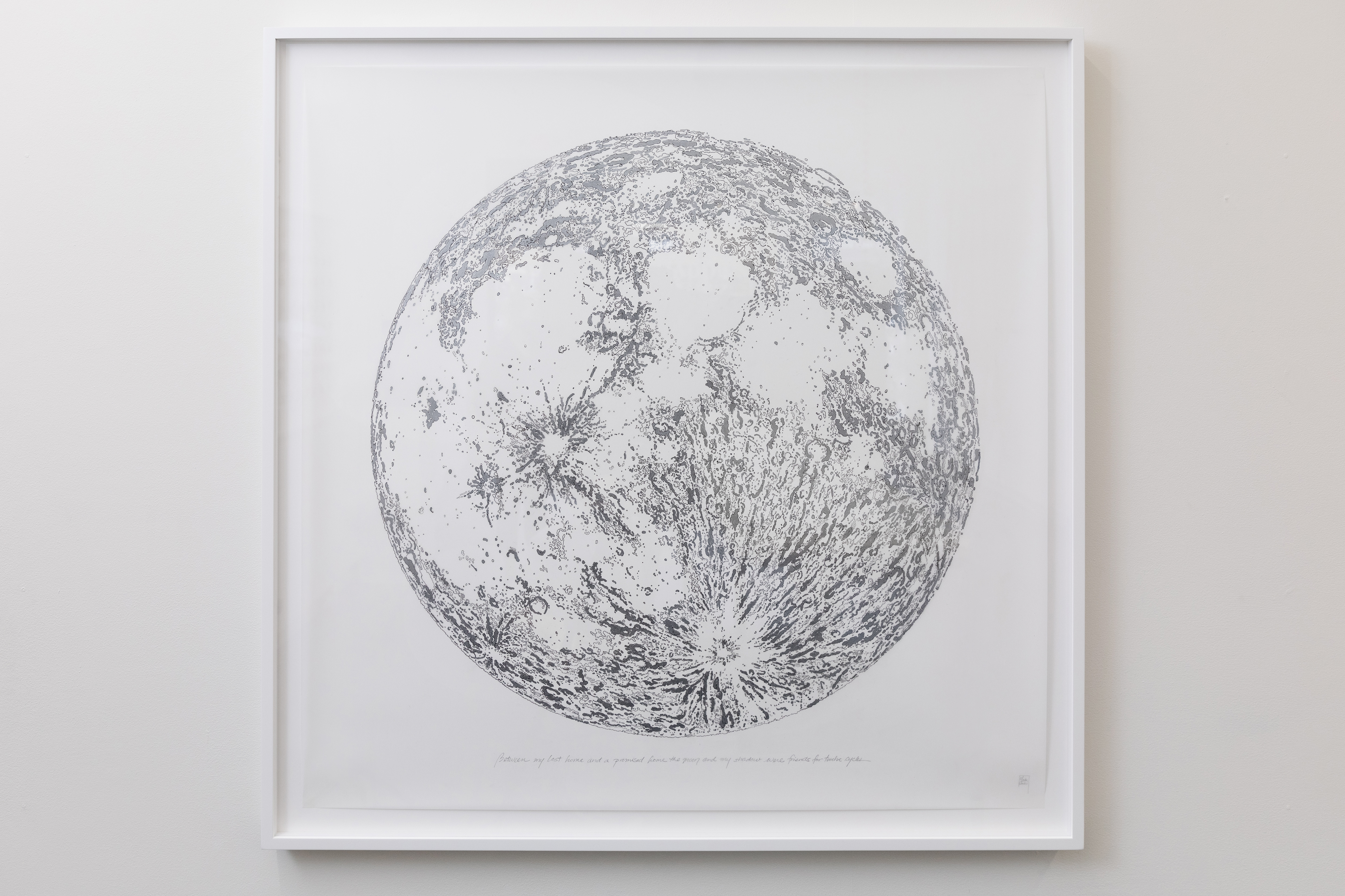 Yu-Wen Wu's "A Silver Moon," graphite and silver ink on Dura-Lar.