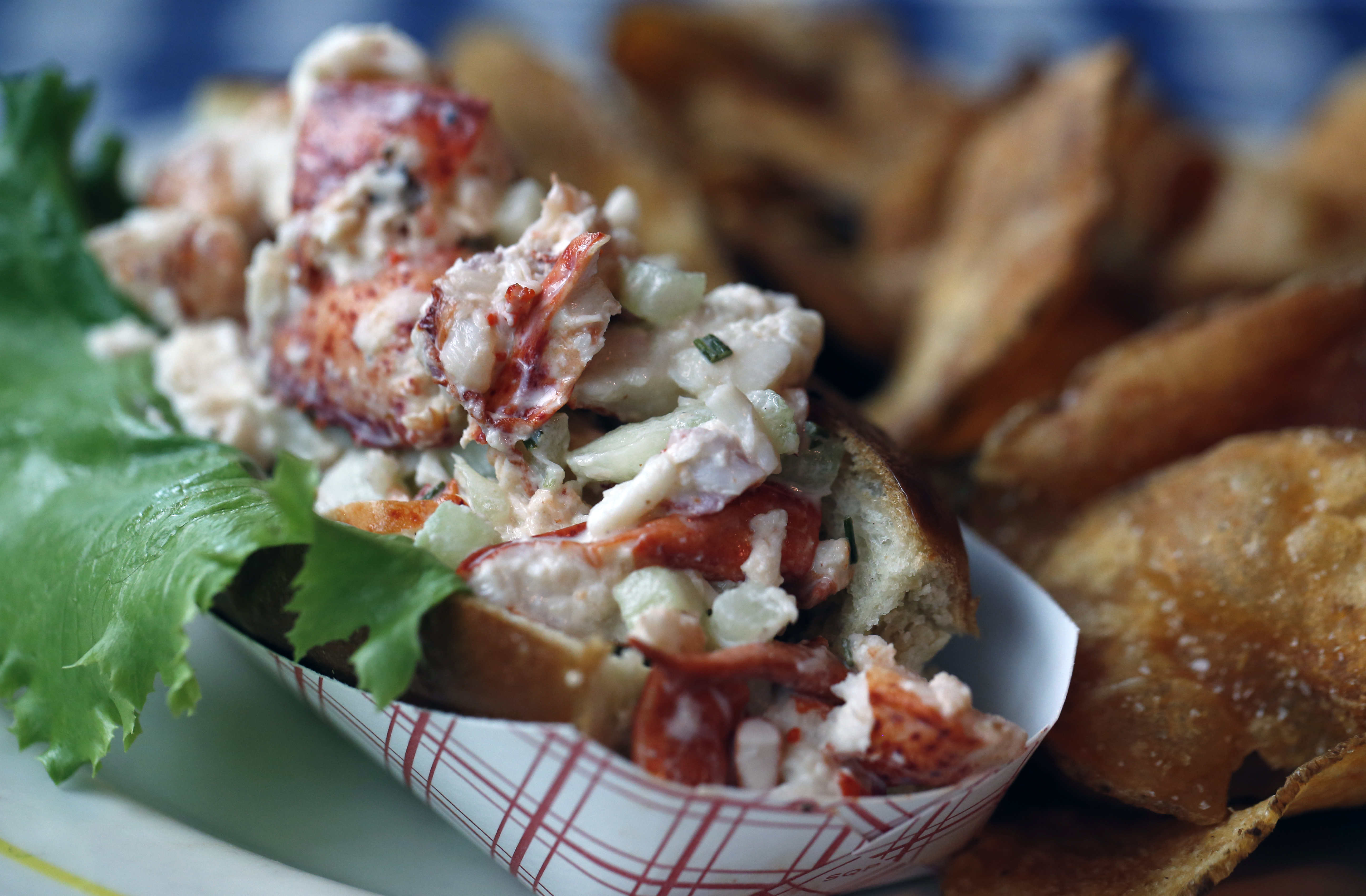 The lobster roll with house-made chips at Summer Shack.