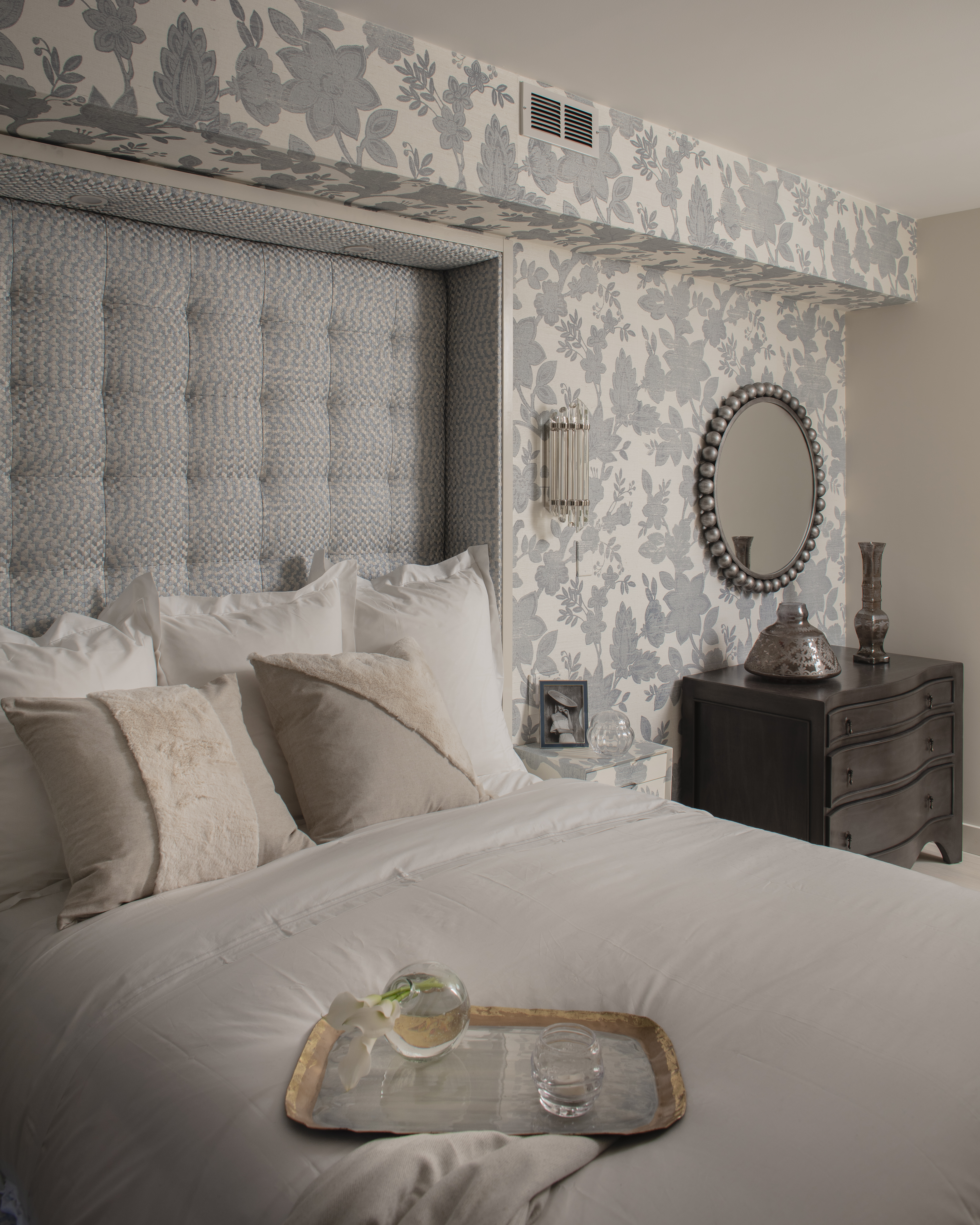 The space that once housed a Murphy bed became the centerpiece of a bedroom in a Beacon Hill home.
