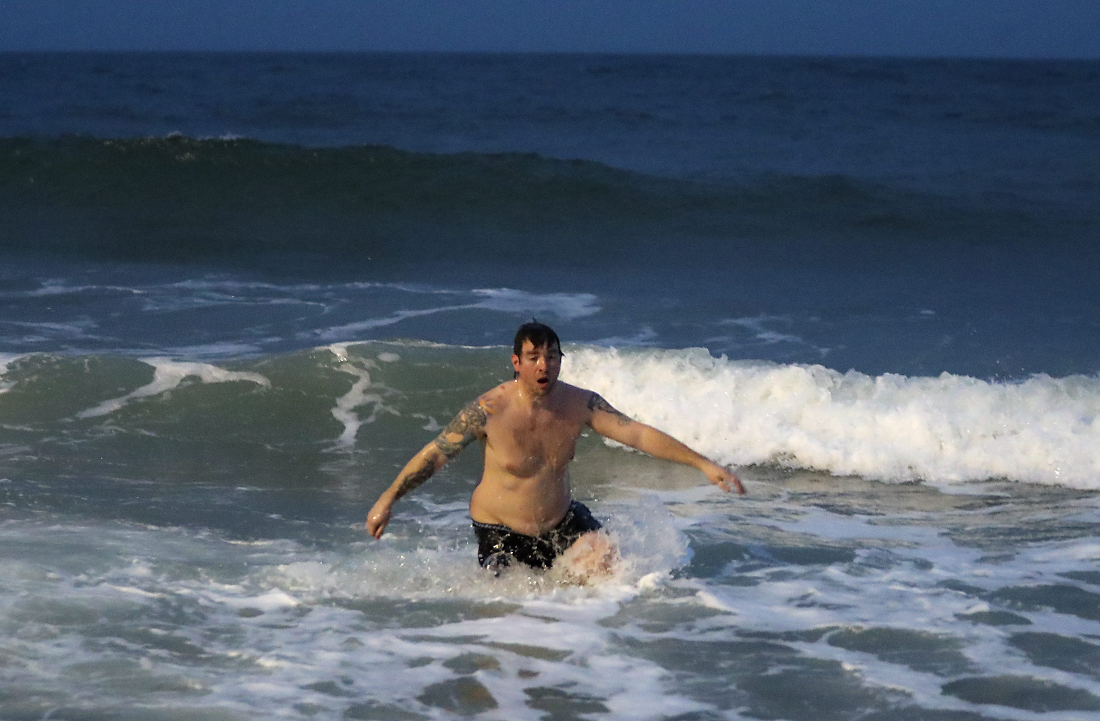 At the start of the fund-raiser, Connor Mulholland would run in and out of the water quickly. But he has slowed the process down and now submerges himself for up to 13 seconds.
