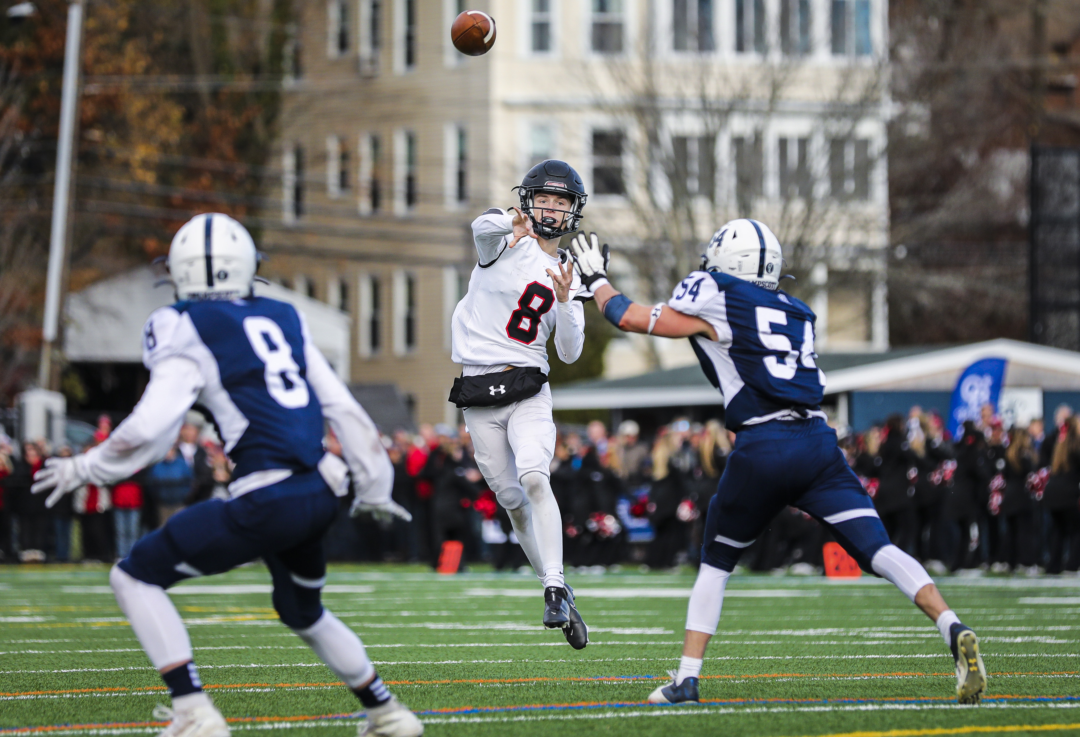 Marblehead’s Joshua Robertson was able to get the better of Swampscott's defense, completing 17 of 25 passes for 169 yards.