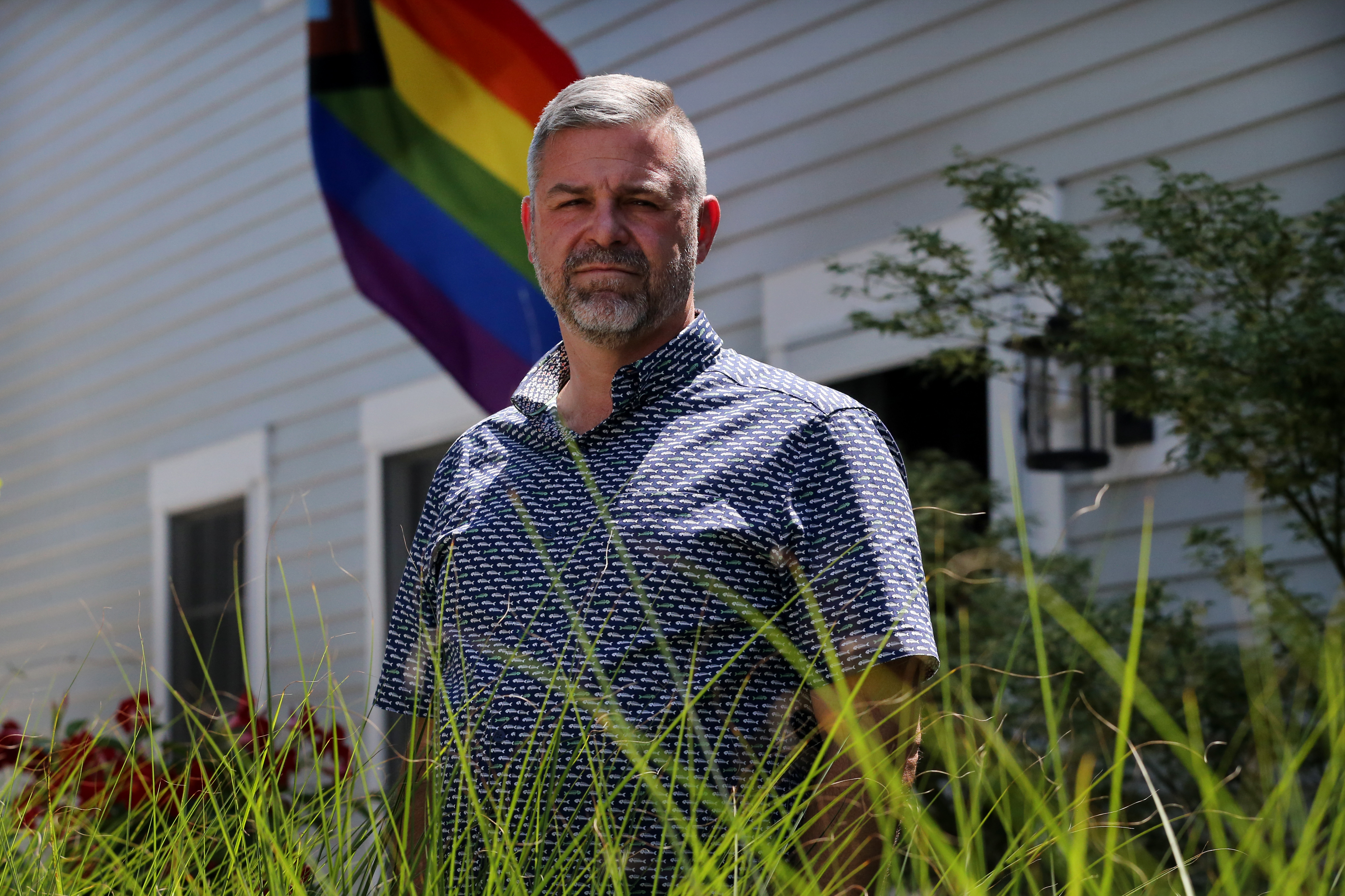 Stephen Katsurinis, chair of the Provincetown Board of Health, posed for a portrait at his inn