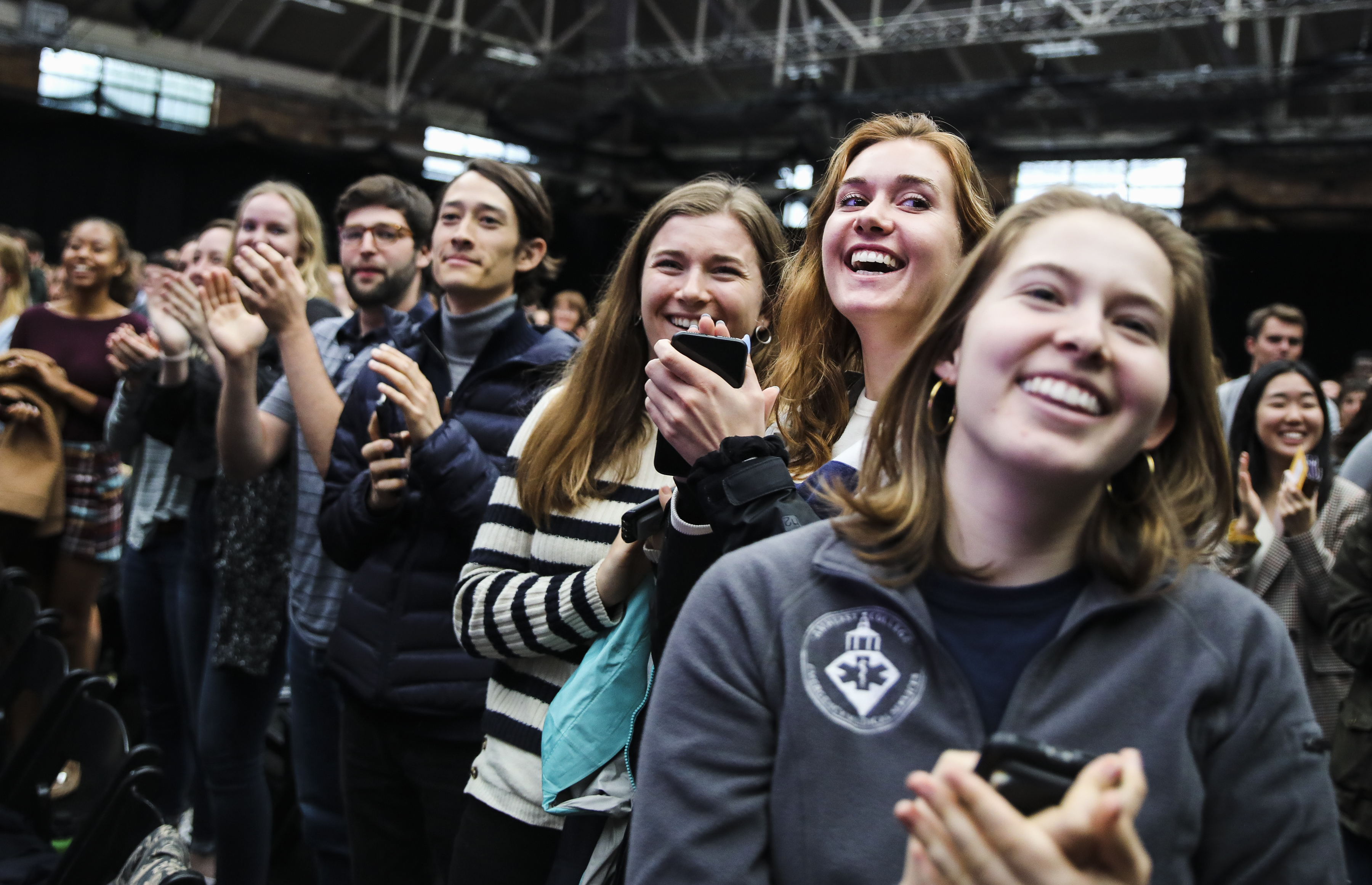 Amherst College students applauded as Supreme Court Justice Ruth Bader Ginsburg walked onto the stage.