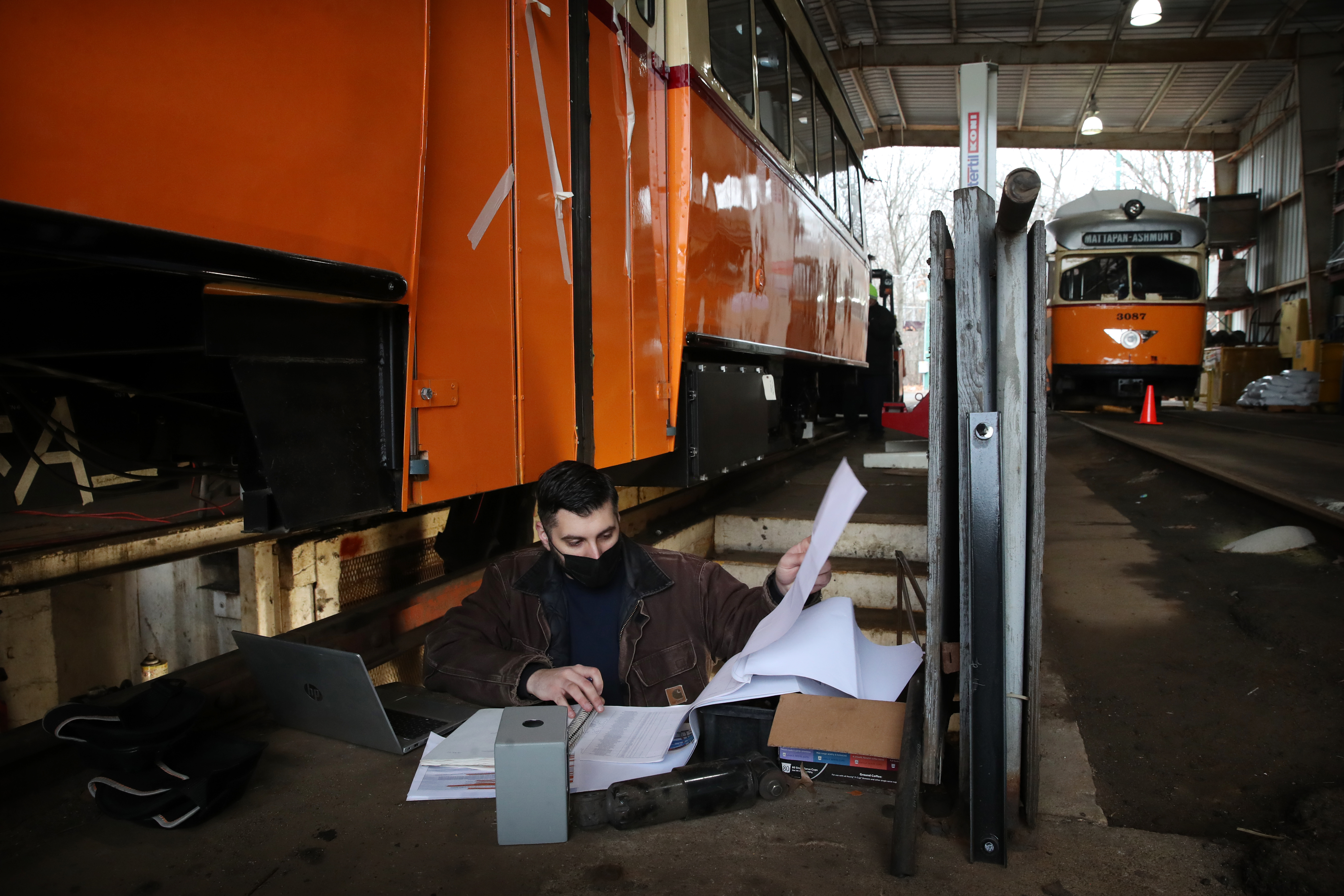 Electrical engineer Jim Marshall worked on a cart at the MBTA Mattapan Maintenance Car House in Boston last month.