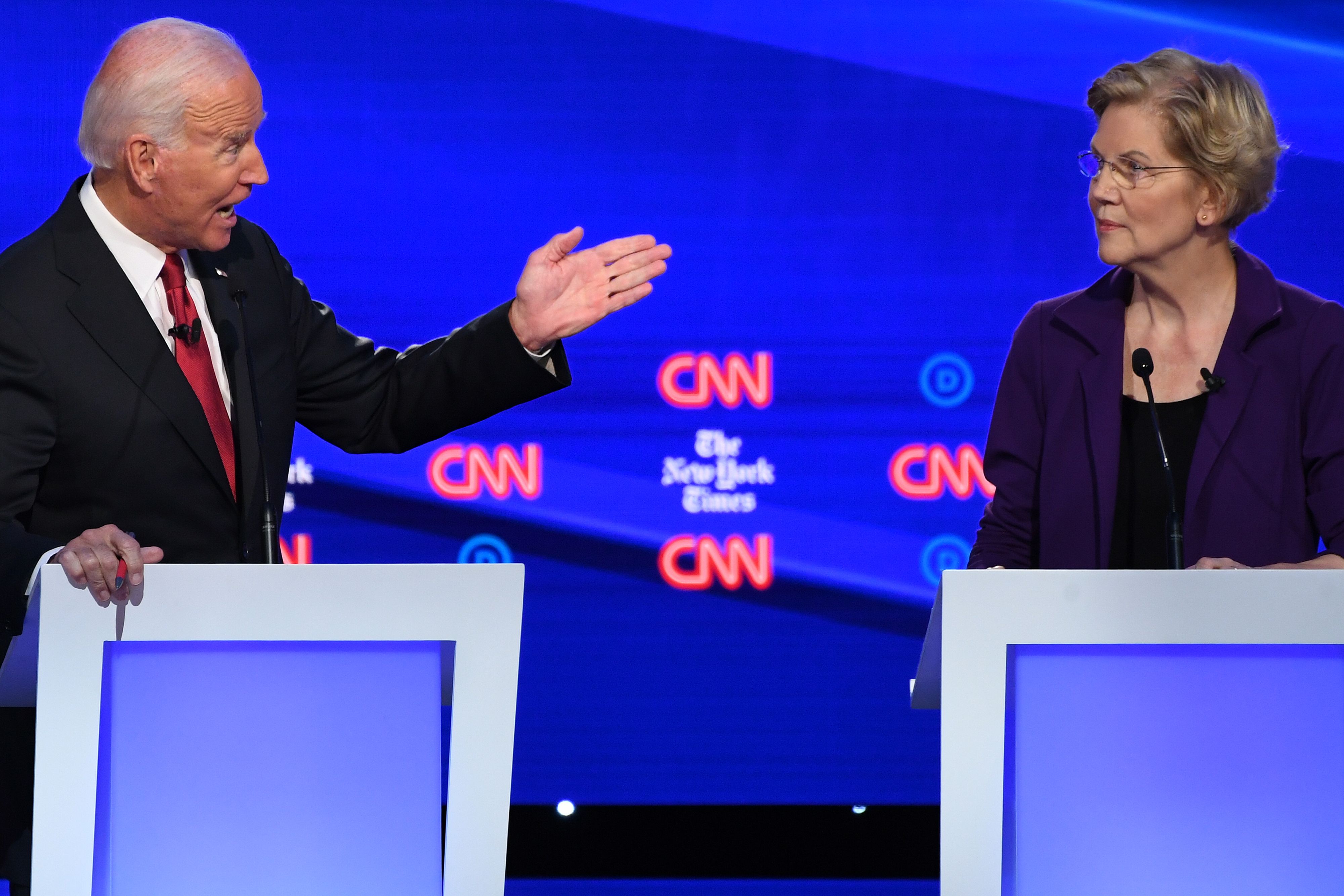 Biden and Warren sparred during a Democratic primary debate in October.