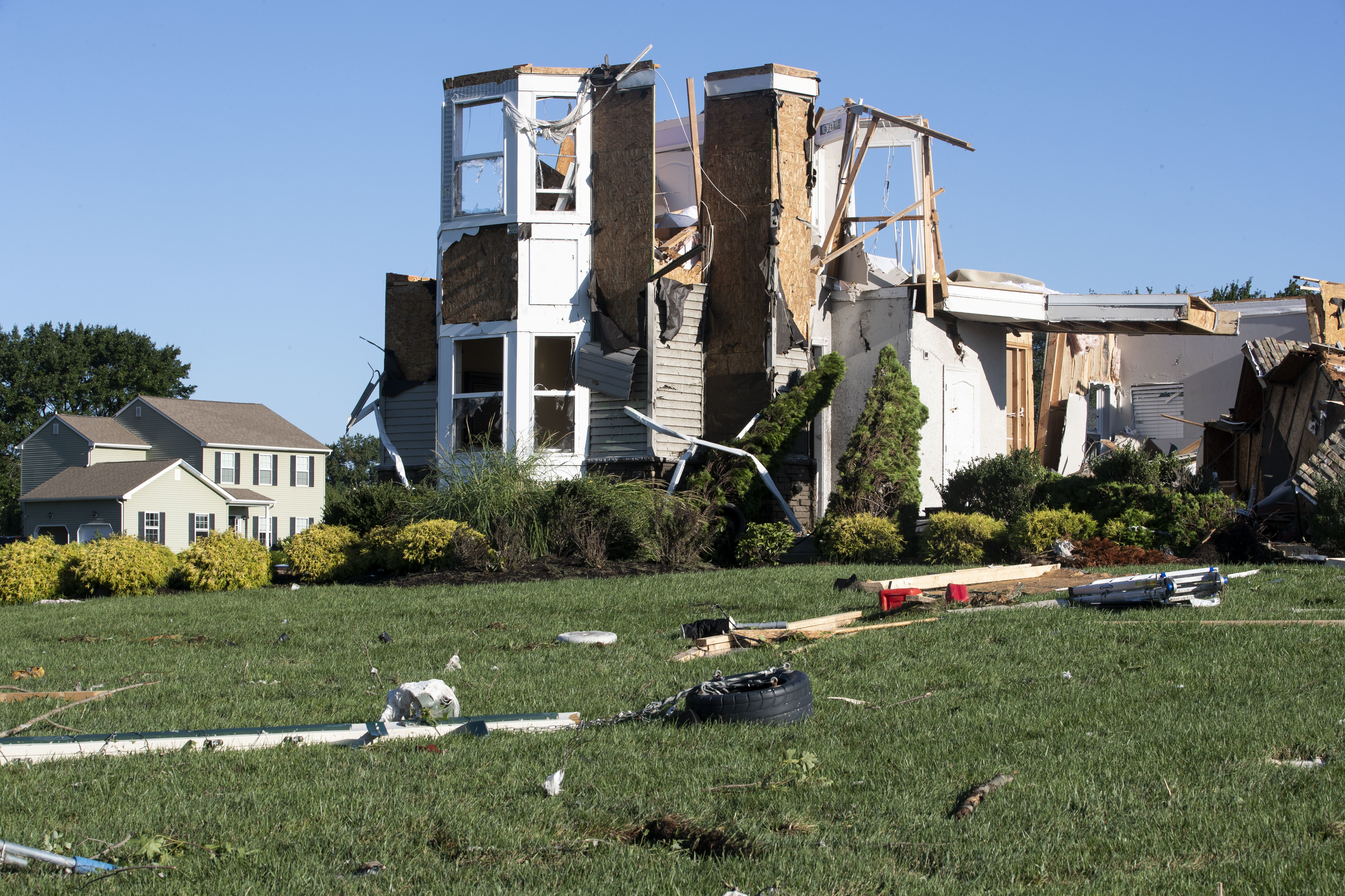 Homes damaged from the remnants of Hurricane Ida on Josephine Lane in Mullica Hill, N.J.