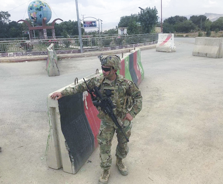 Said Noor while deployed as a US Army soldier in Afghanistan in front of the governor's office in the country's Paktia province in 2018.
