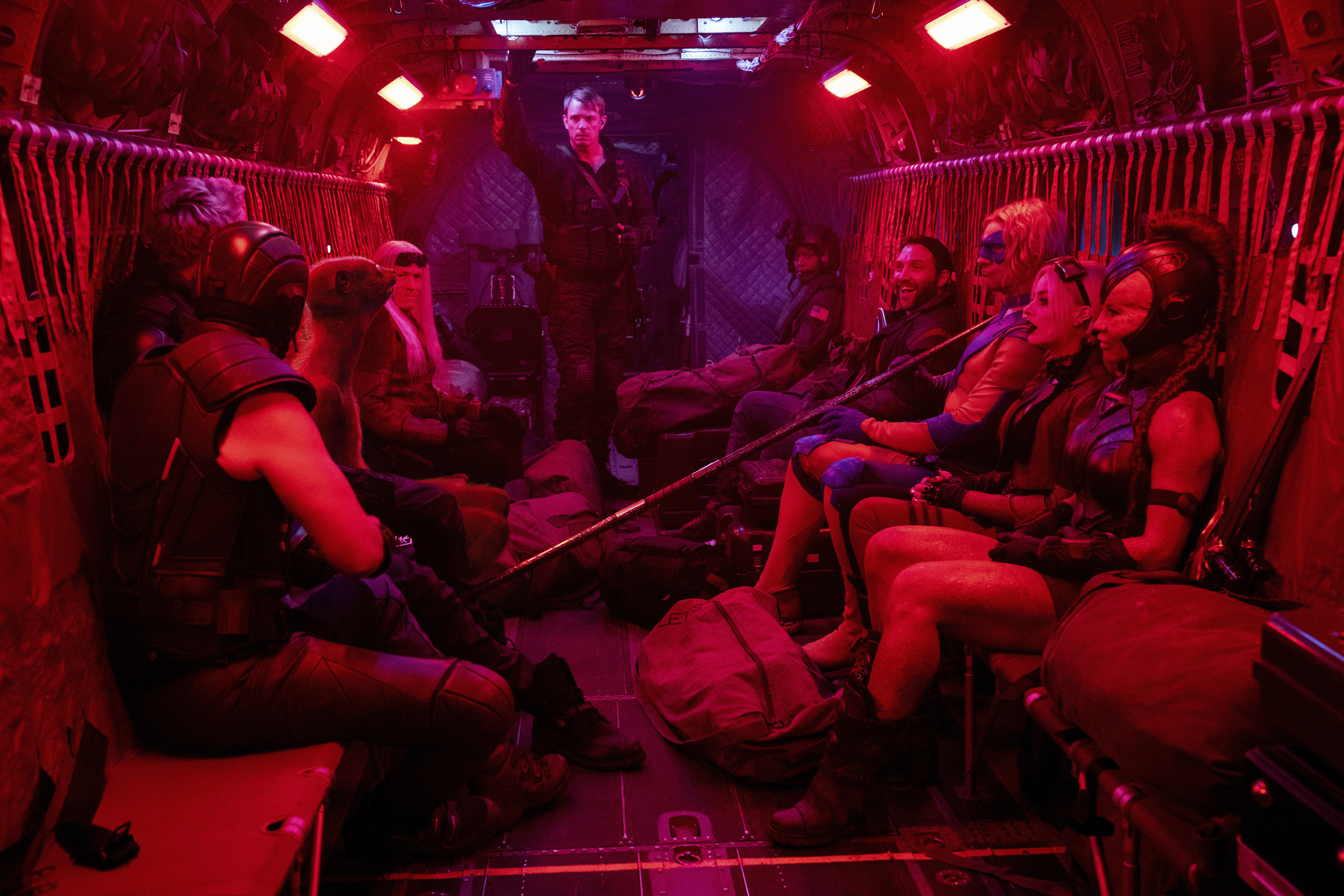 Joel Kinnaman, background center, in "The Suicide Squad."