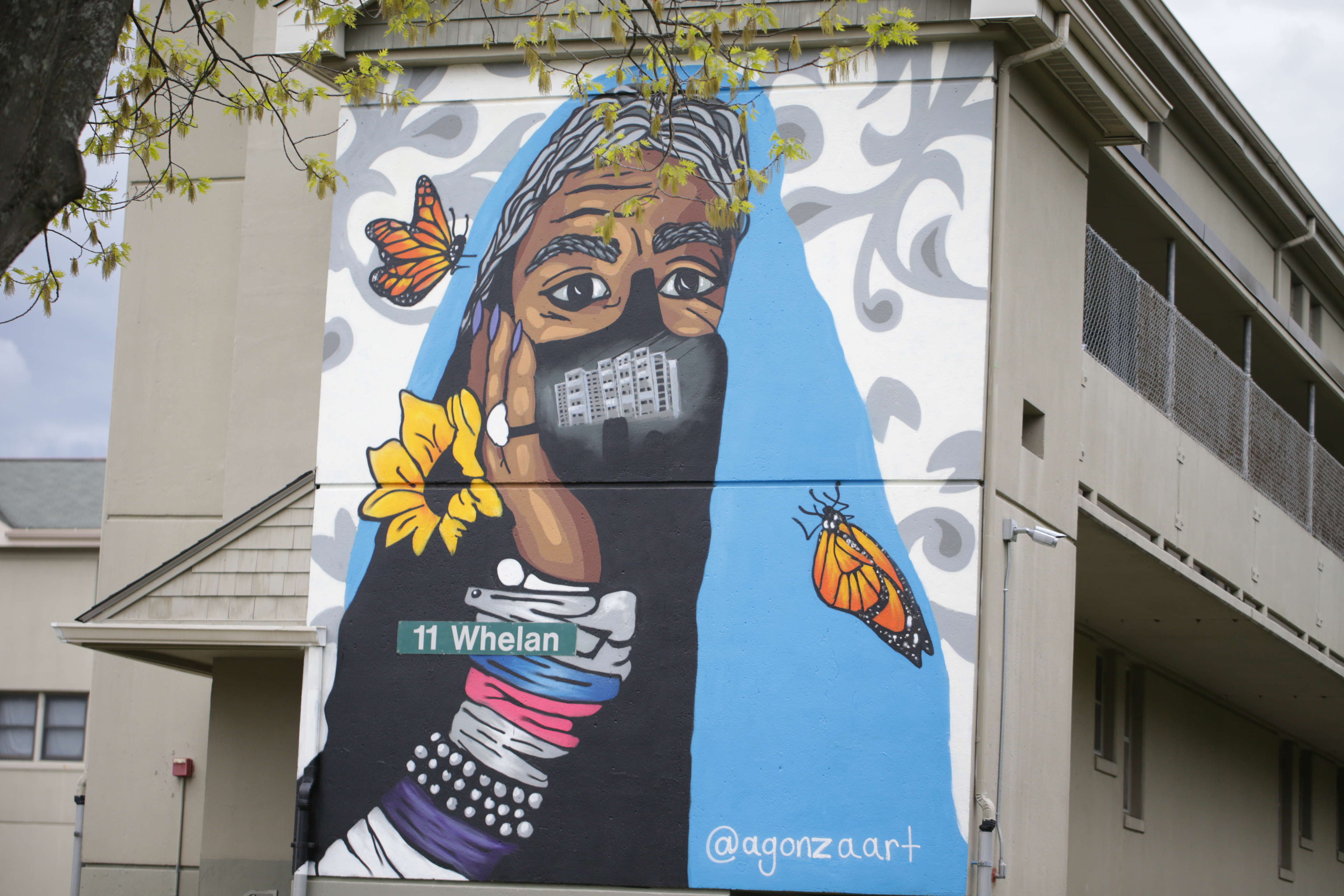 The "past" mural by Angela Gonzalez at the Hartford Park housing development.