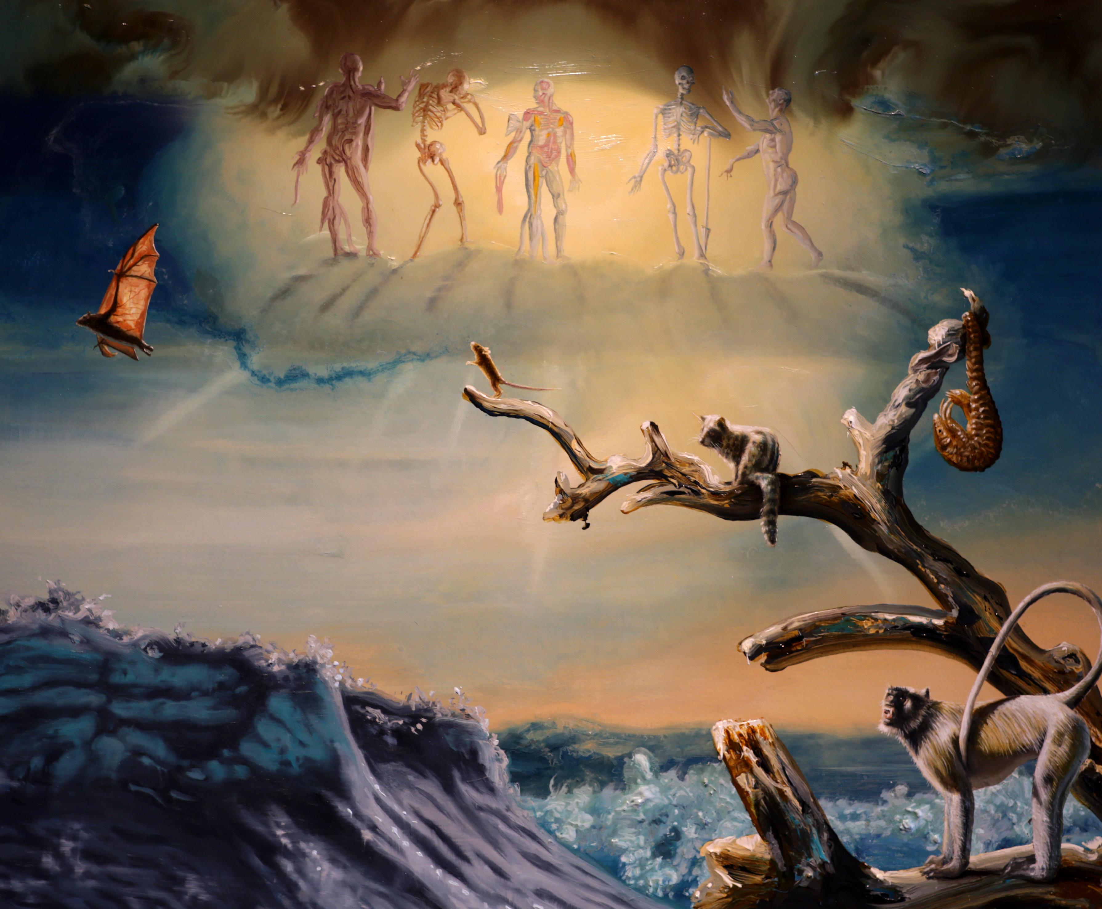 Alexis Rockman's painting "The Things They Carried" is about animals that have brought diseases to humans as humans have migrated around the world.
