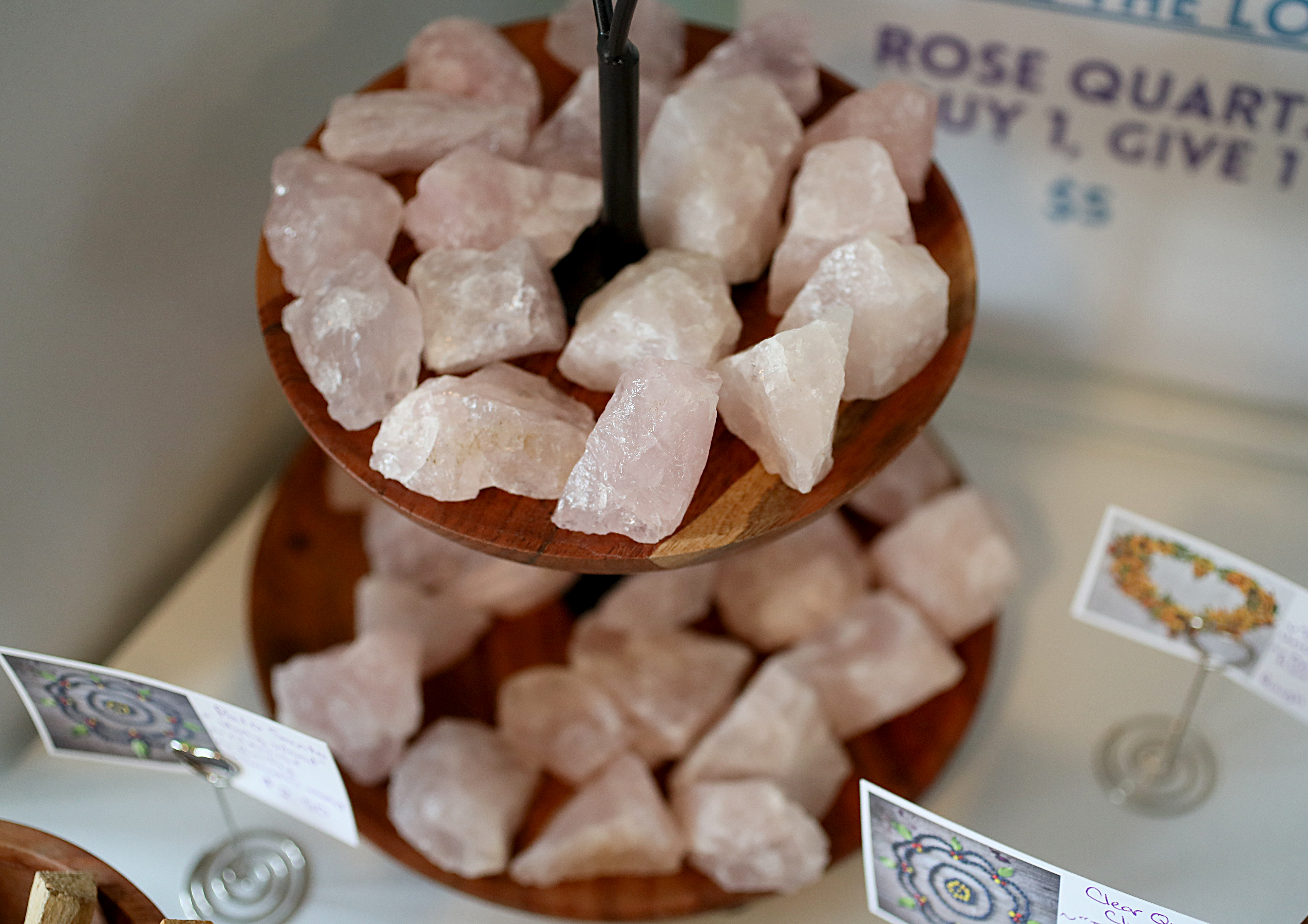 Rose Quartz for sale at the Thrive Tribe Cafe in Barrington.