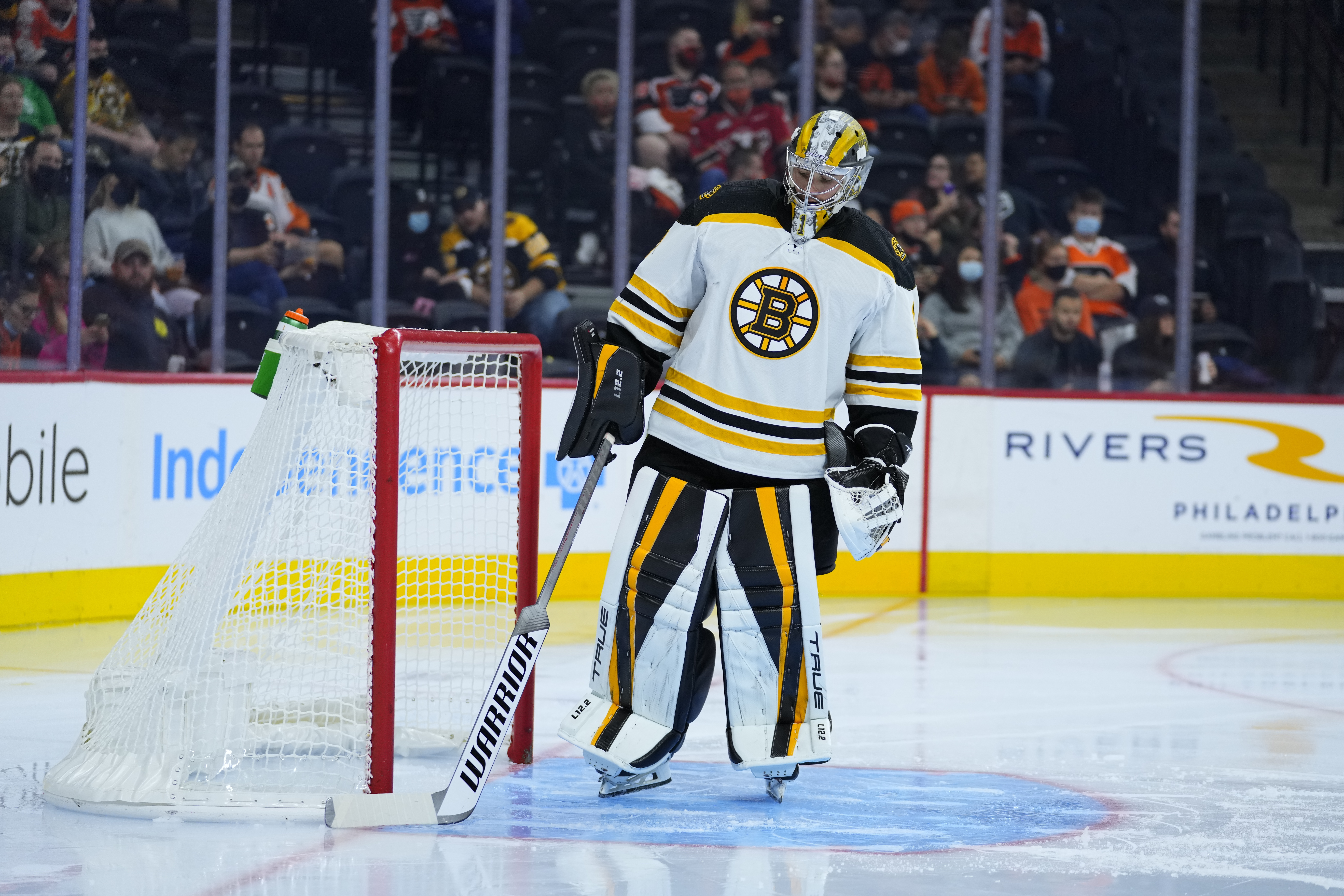 In three preseason games, Jeremy Swayman has 68 saves on 71 shots.