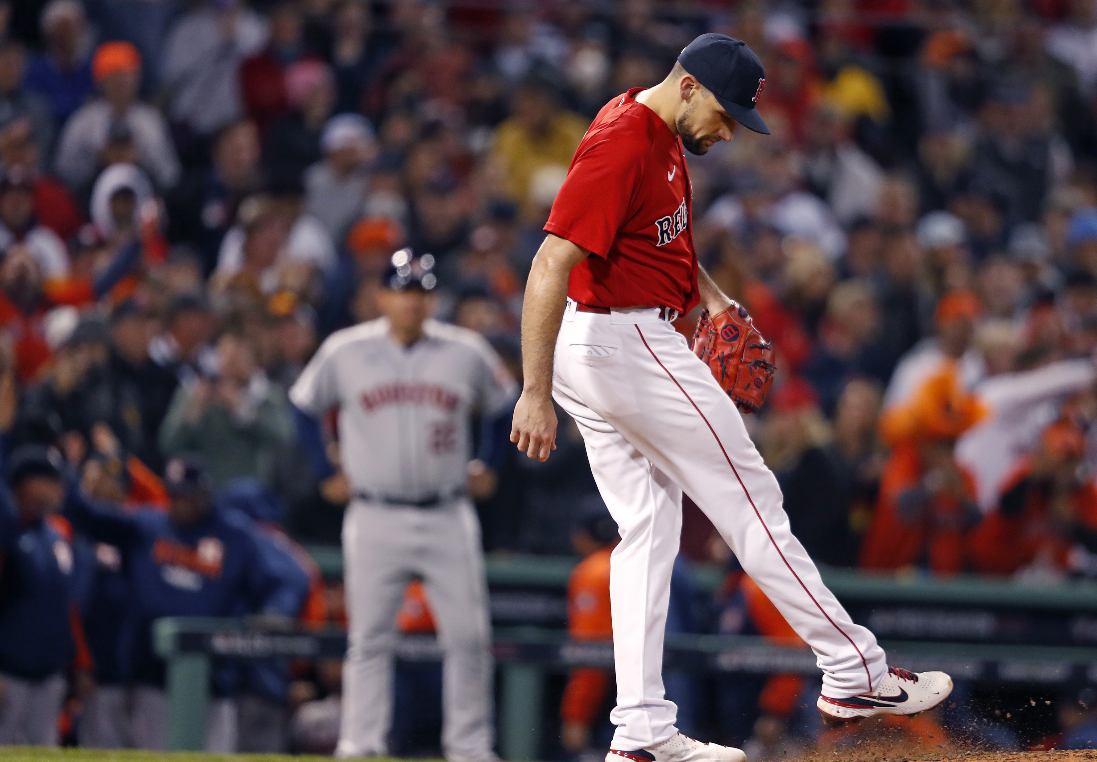 Nate Eovaldi struggled a bit in relief against the Astros in Game 4.