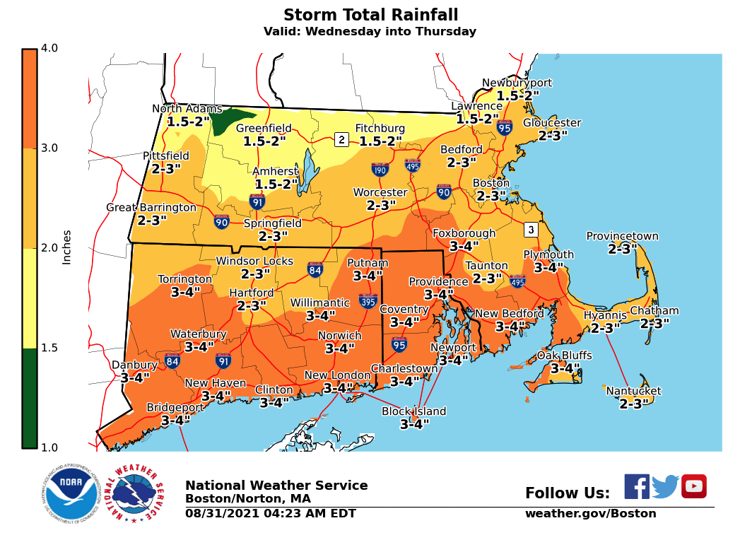 Flash flood watch in effect for Southern New England Wednesday and ...