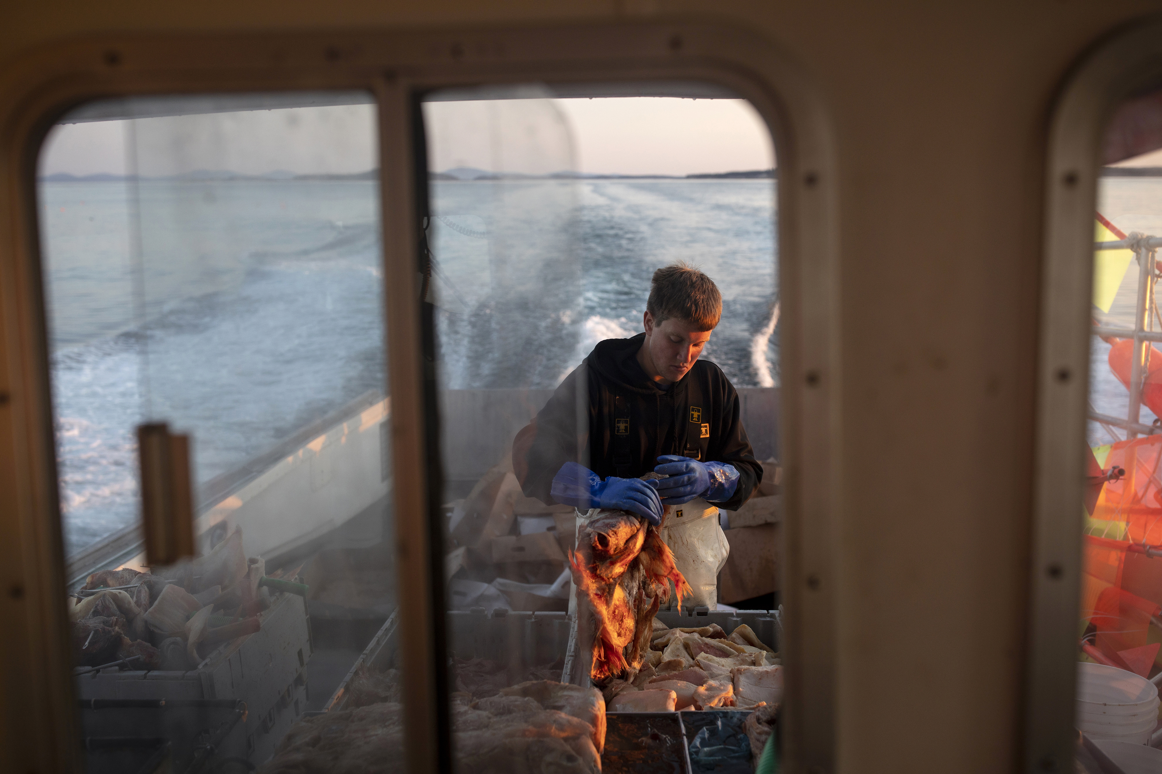 Tanner Lazaro broke apart frozen bait while working as a sternman on Frankie Thompson’s boat Obsession on July 24. Most days in the summer, 15-year-old Tanner is up early to go to work on the back of a boat. It is how the Vinalhaven native has always spent his time away from school.