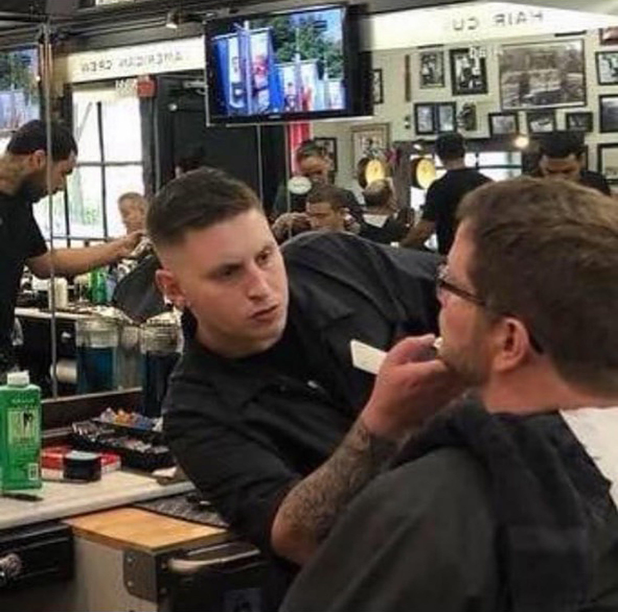 Steve Silva cutting a client's hair. A GoFundMe fundraising page has been launched for Silva, who was seriously injured when he stabbed himself with a pair of shears on Feb. 12.