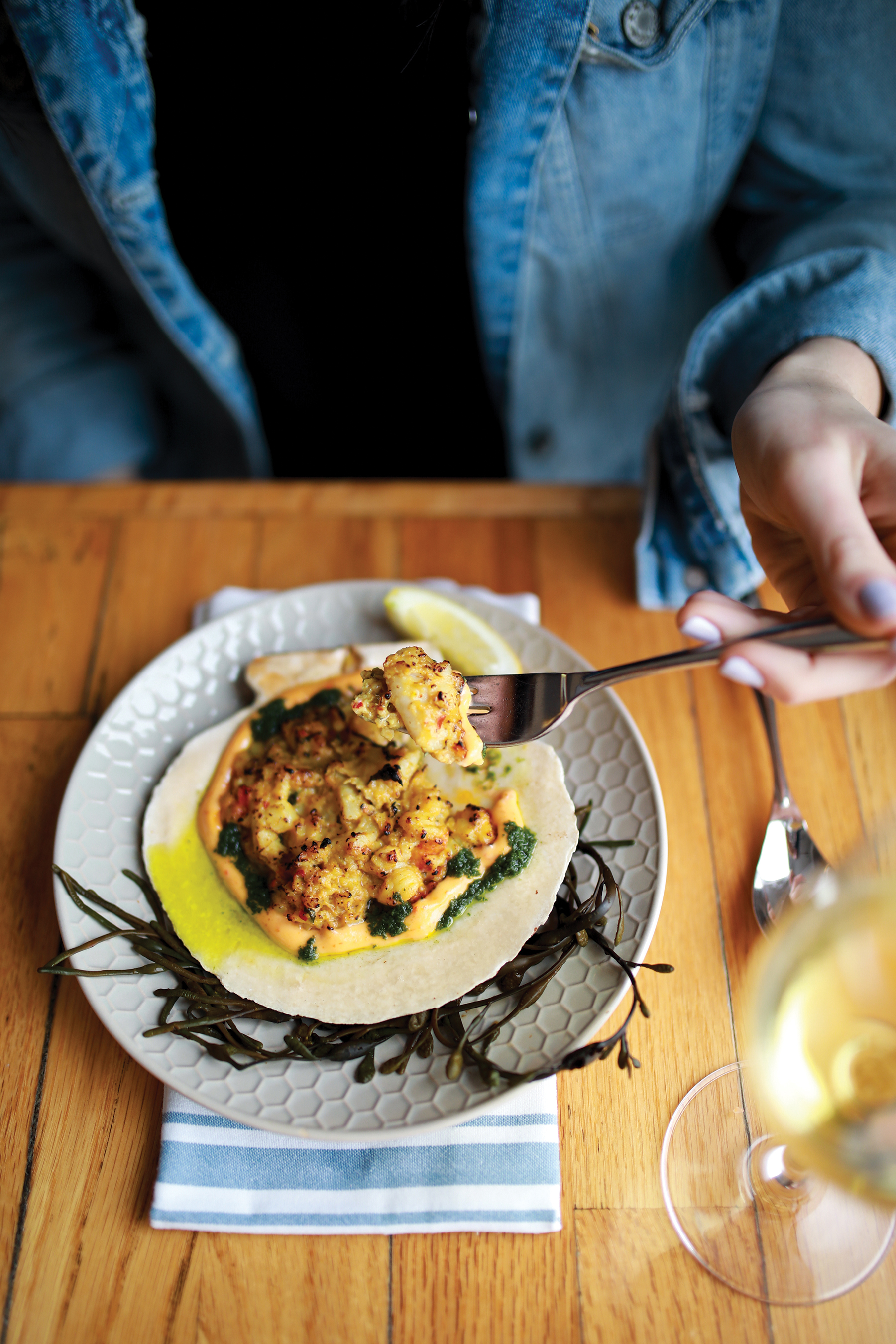 Lobster and Georges Bank scallop “stuffie” from Fluke Newport.