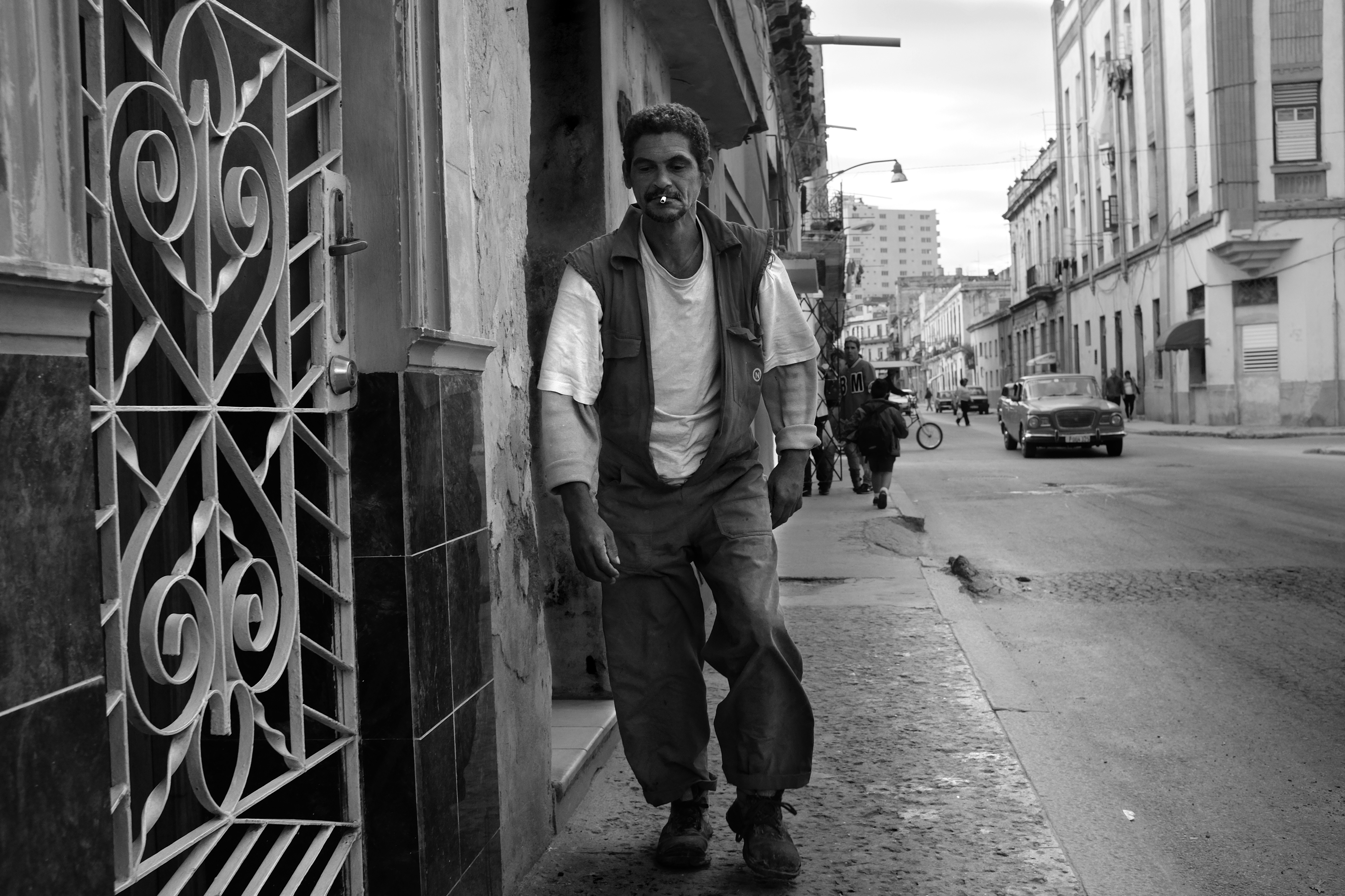 A man smoking a cigarette in Havana.