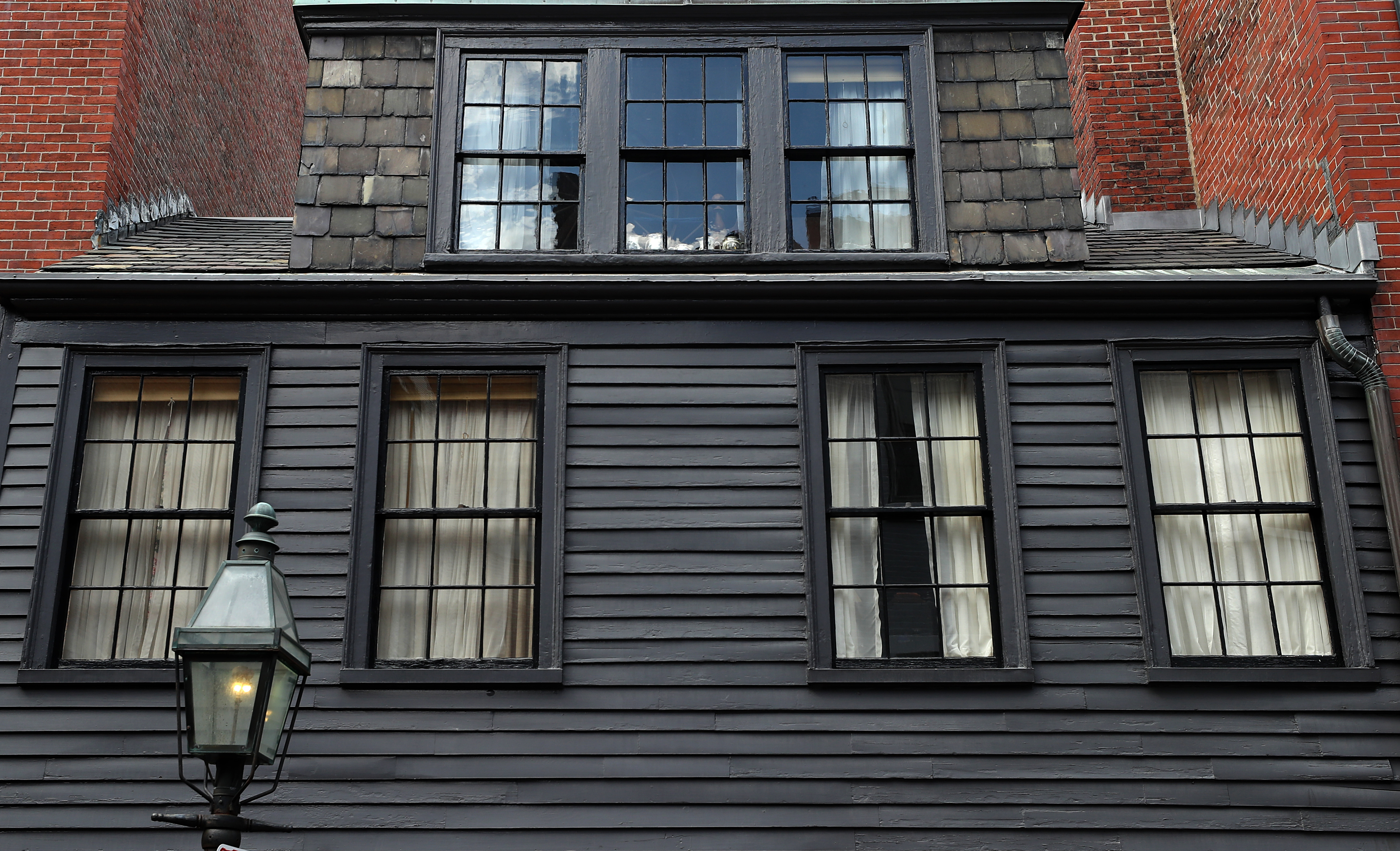 A detail of the George Middleton House, 5 Pinckney St., Boston.