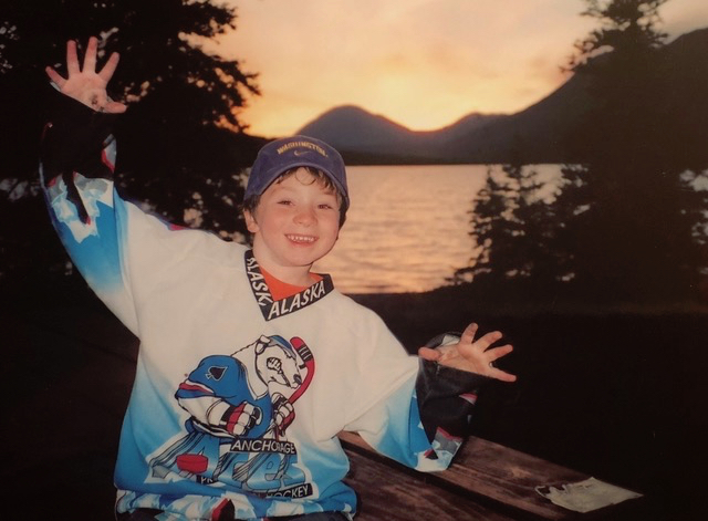 Jeremy Swayman at age 7 at Kenai Lake in the Chugach National Forest.