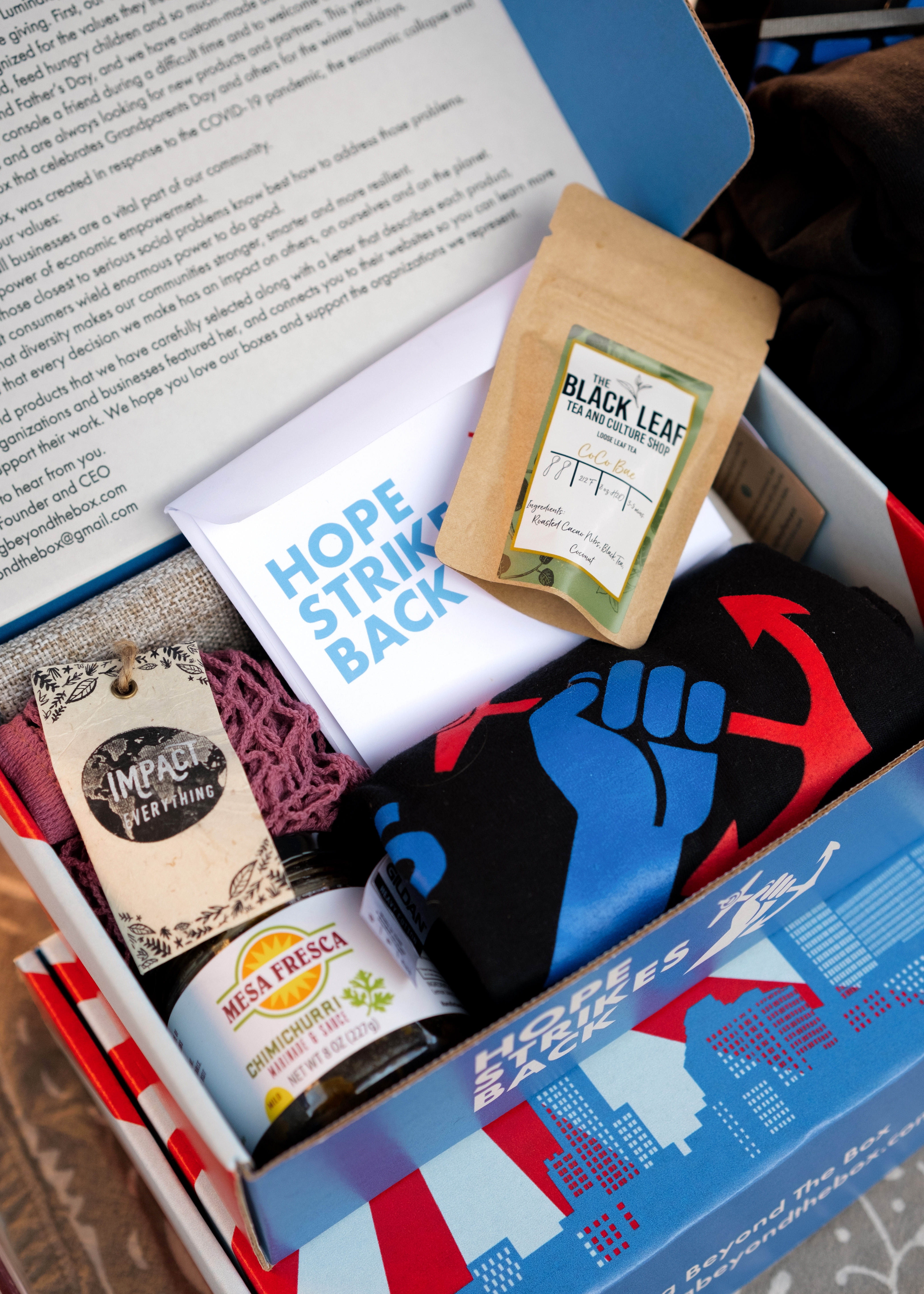 The "Hope Strikes Back" box is filled with products from Rhode Island businesses owned by people of color.